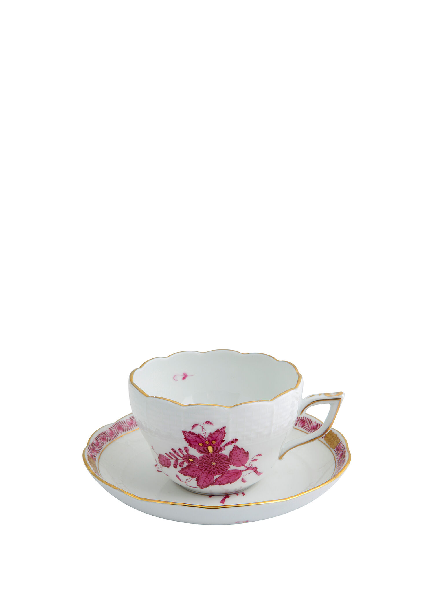Apponyi Desenli Pembe Çay Fincanı ve Tabağı