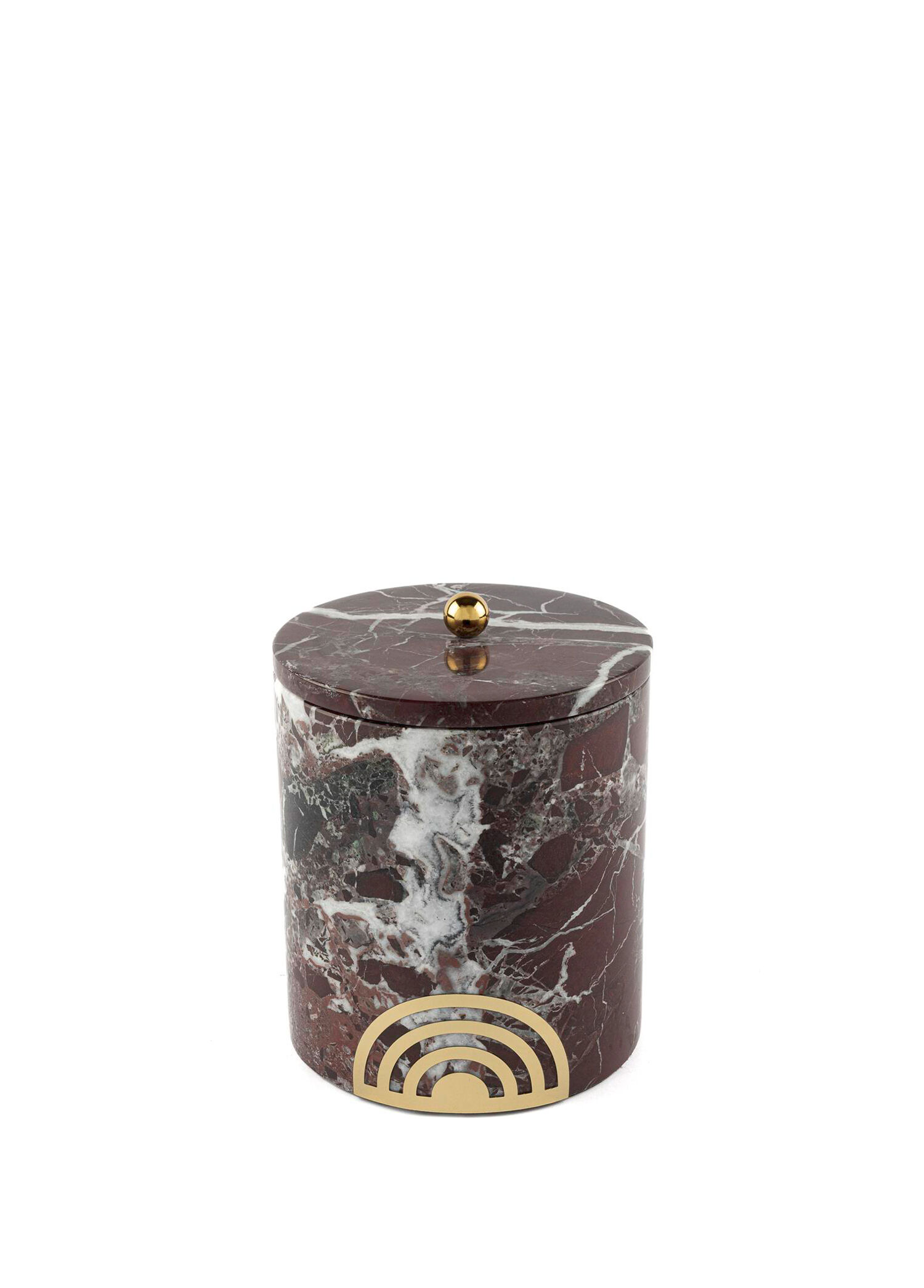 Gold Detaylı Bordo Mermer Kavanoz 13x13x16 cm