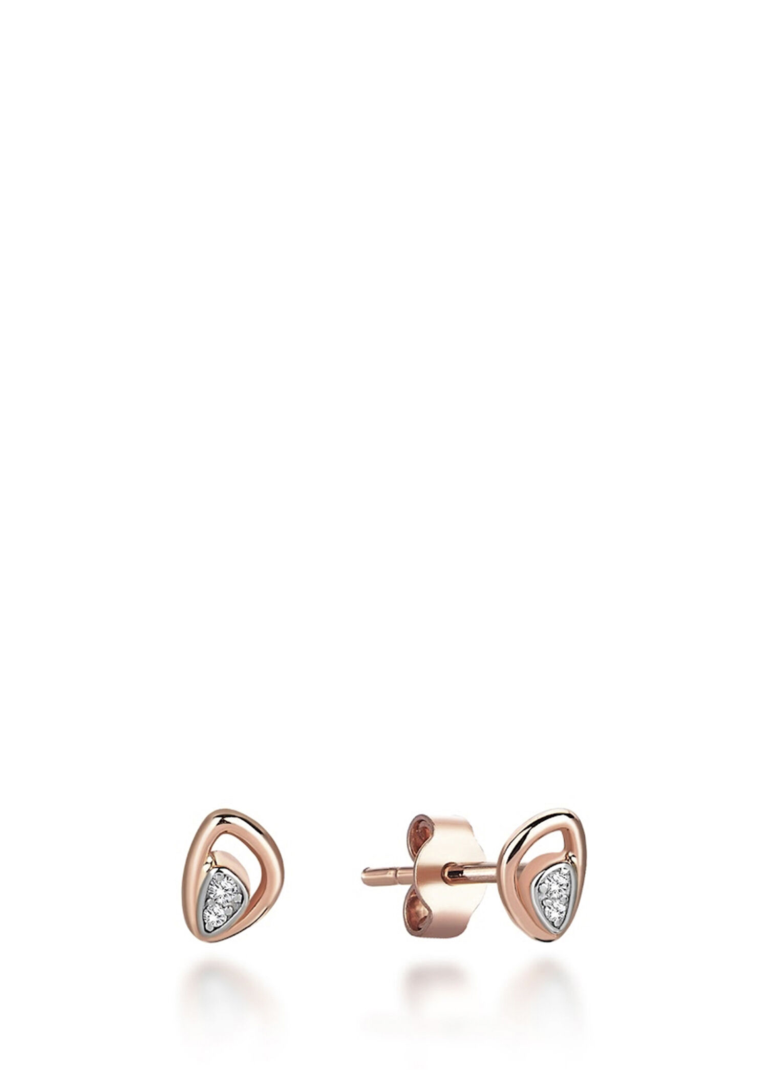 Connection Earring Pırlanta Taşlı 14 Ayar Sarı Altın Kadın Küpe