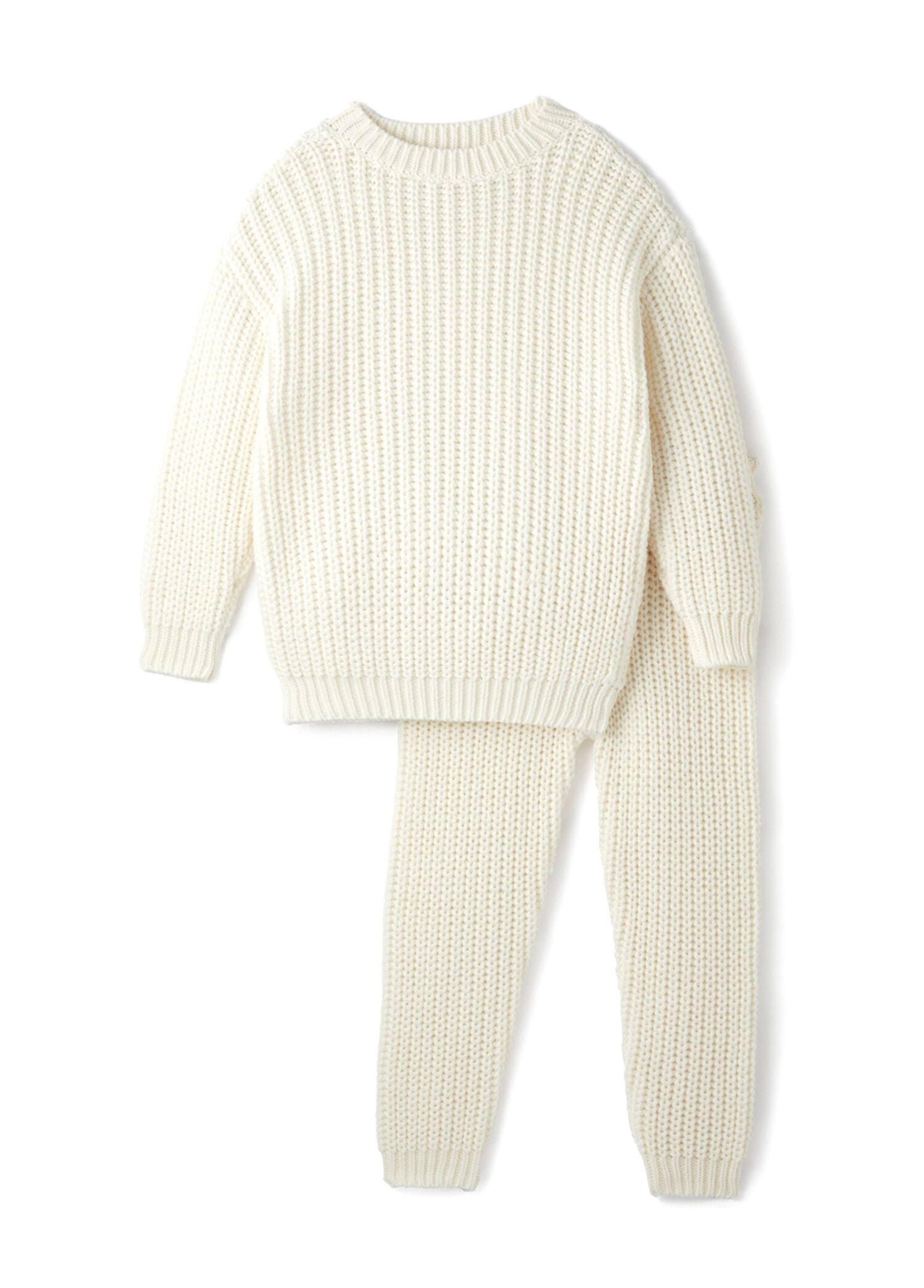 Bej Pamuklu Triko Kazak Pantolon Unisex Çocuk 2'li Takım