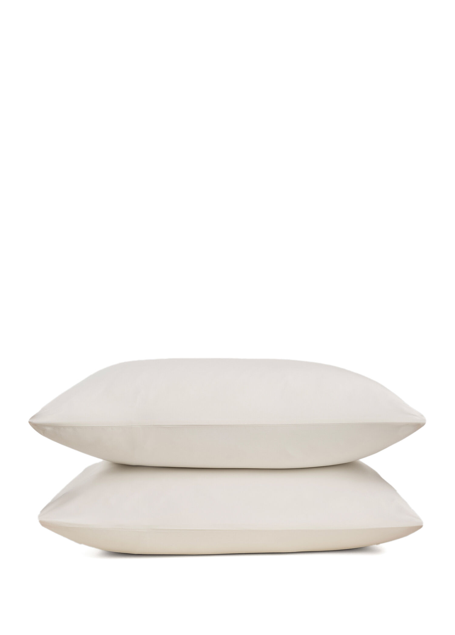Solid Ekru Pamuk Saten 2'li Yastık Kılıfı 50x70 cm