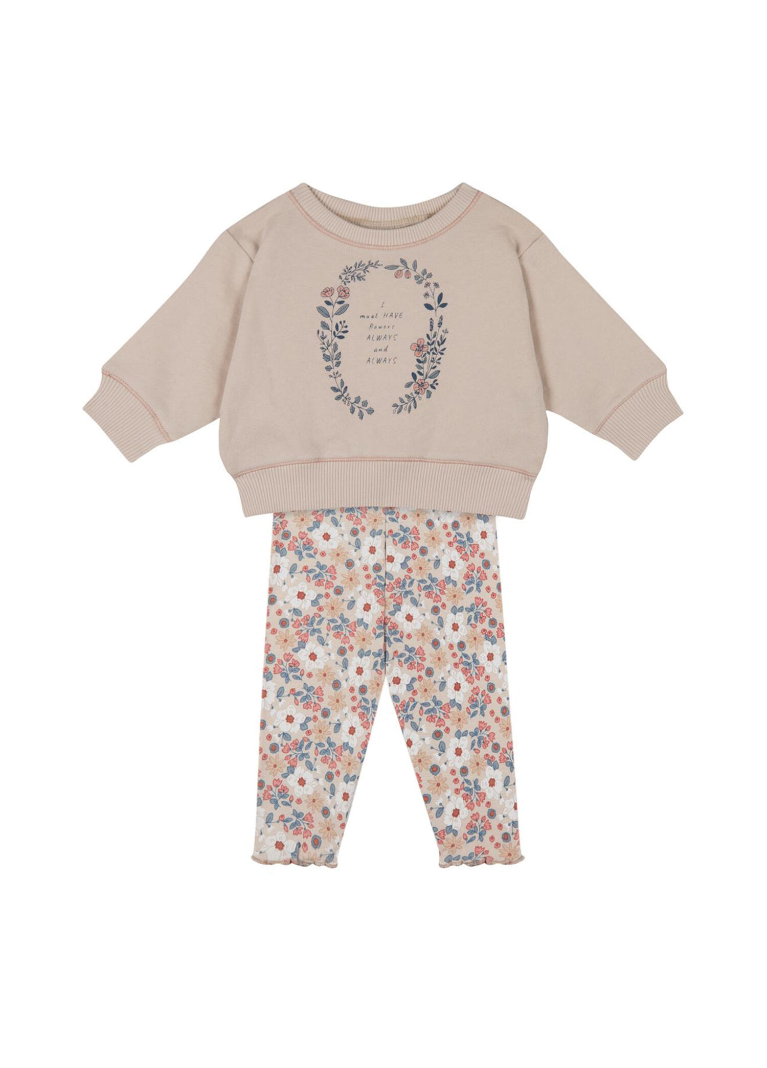 Yaz Buketi Pembe Kazak & Tayt Kız Bebek 2'li Set