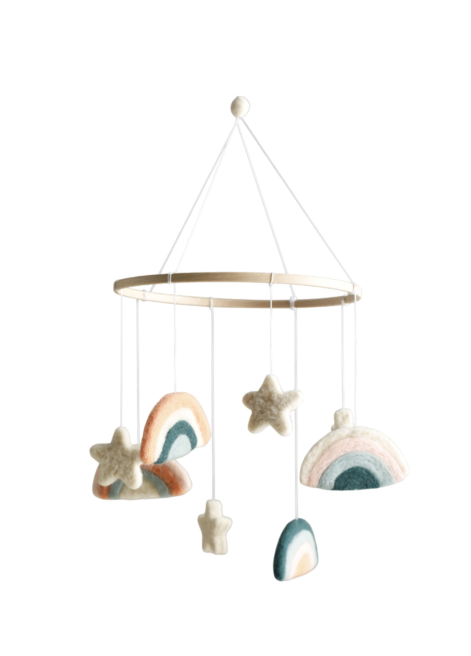 Little Sky Pastel Gökkuşağı Yıldız Figürlü Keçe Dönence
