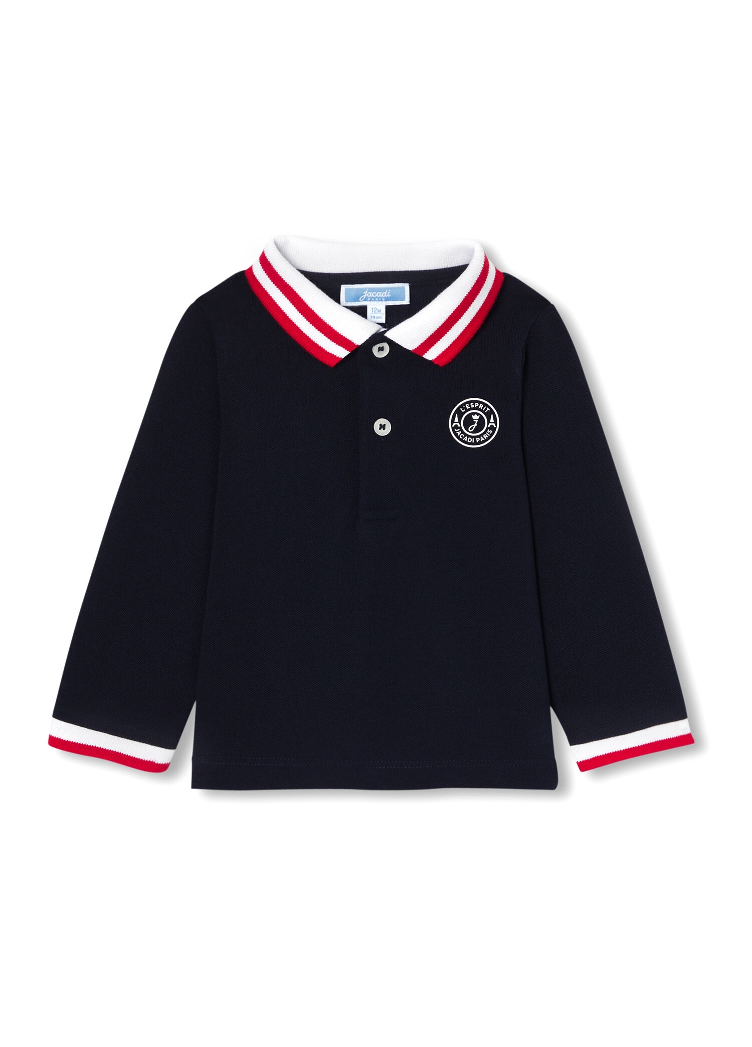 Lacivert Pamuklu Pike Polo Yaka Uzun Kollu Erkek Bebek Sweatshirt