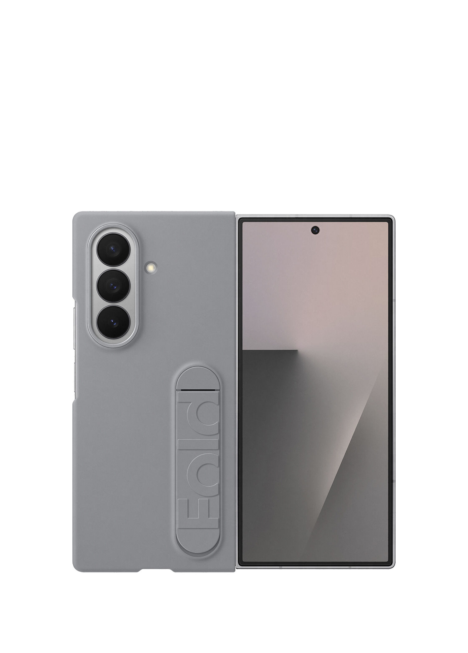 Galaxy Z Fold 7 Standlı Gri Silikon Telefon Kılıfı