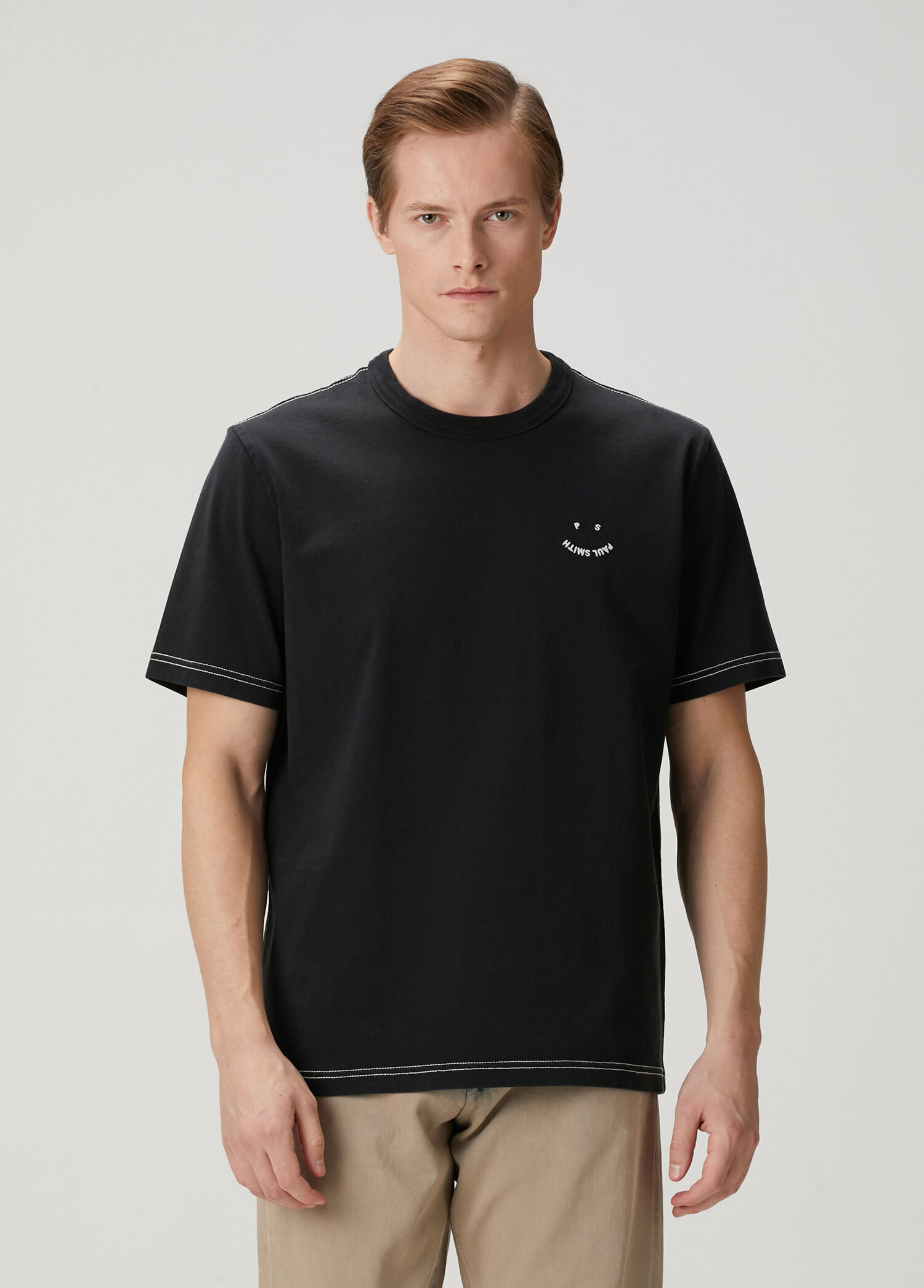 Black Contrast Stitched T-Shirt