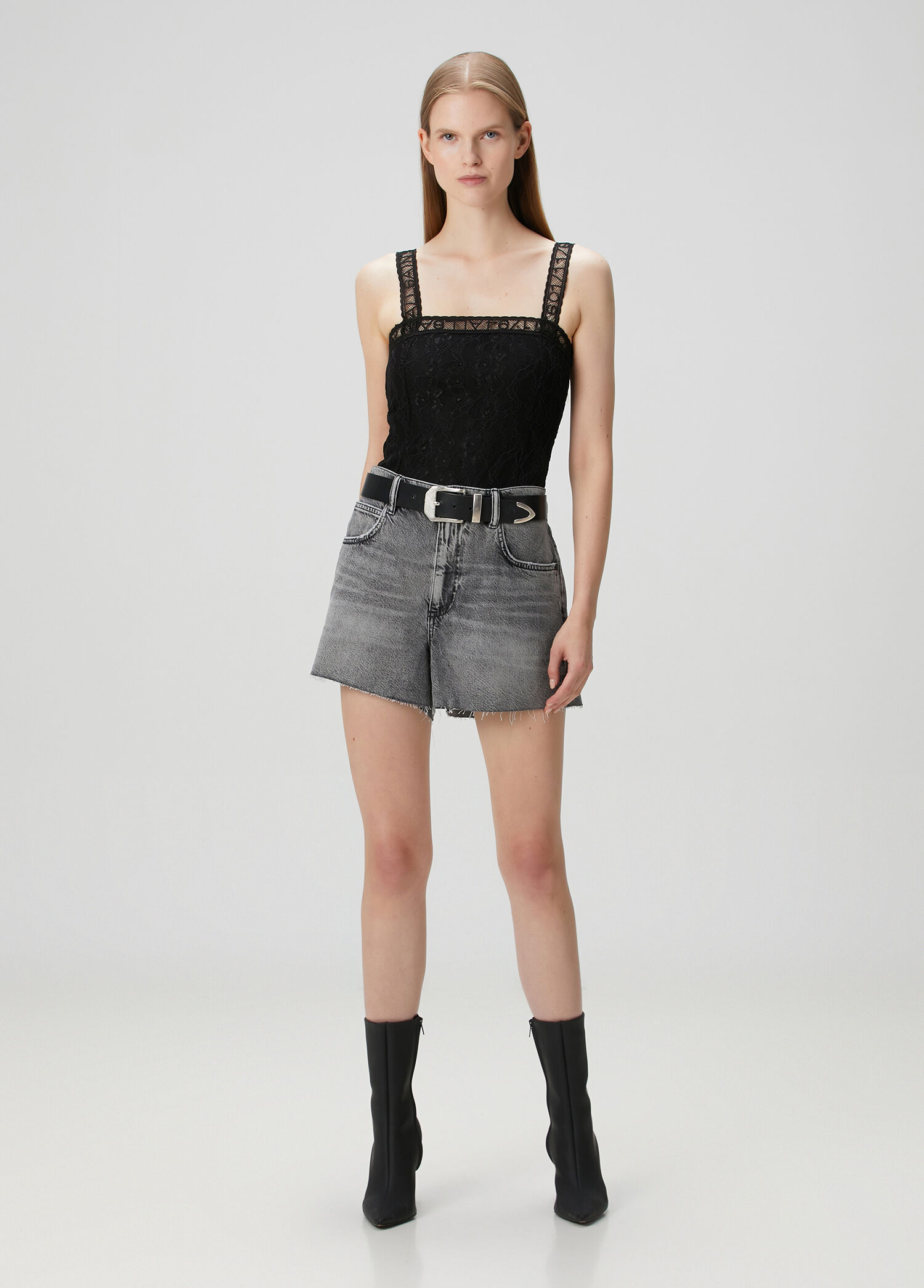 Tate Gri Denim Şort