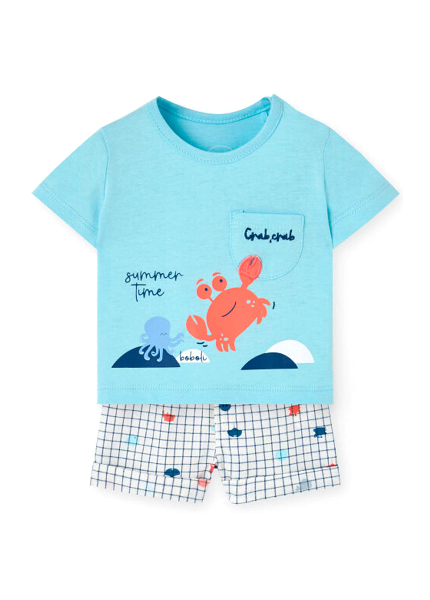 Mavi Kısa Kollu T-Shirt ve Şort Erkek Bebek 2'li set