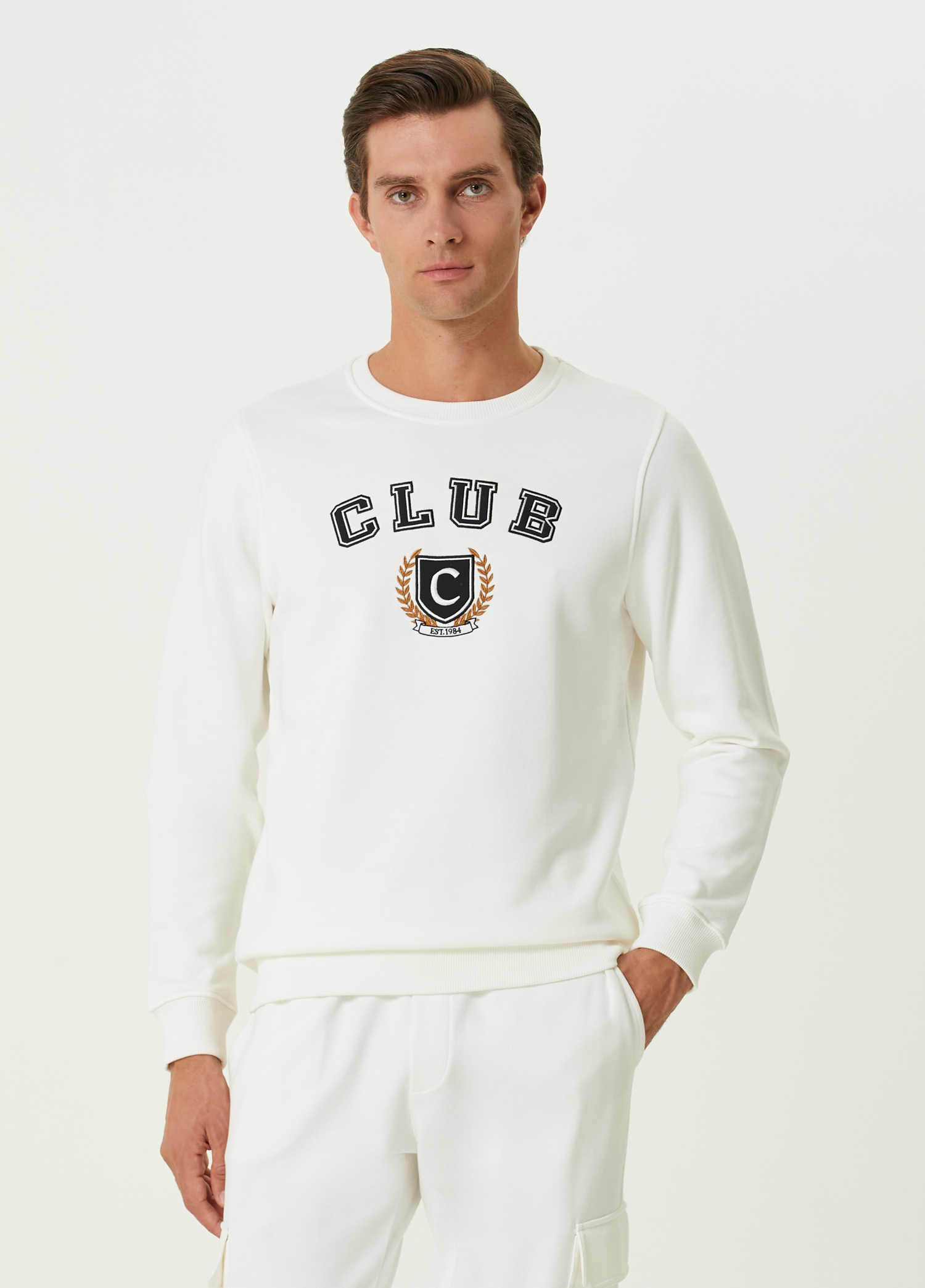 Club Kolej Kırık Beyaz Sweatshirt