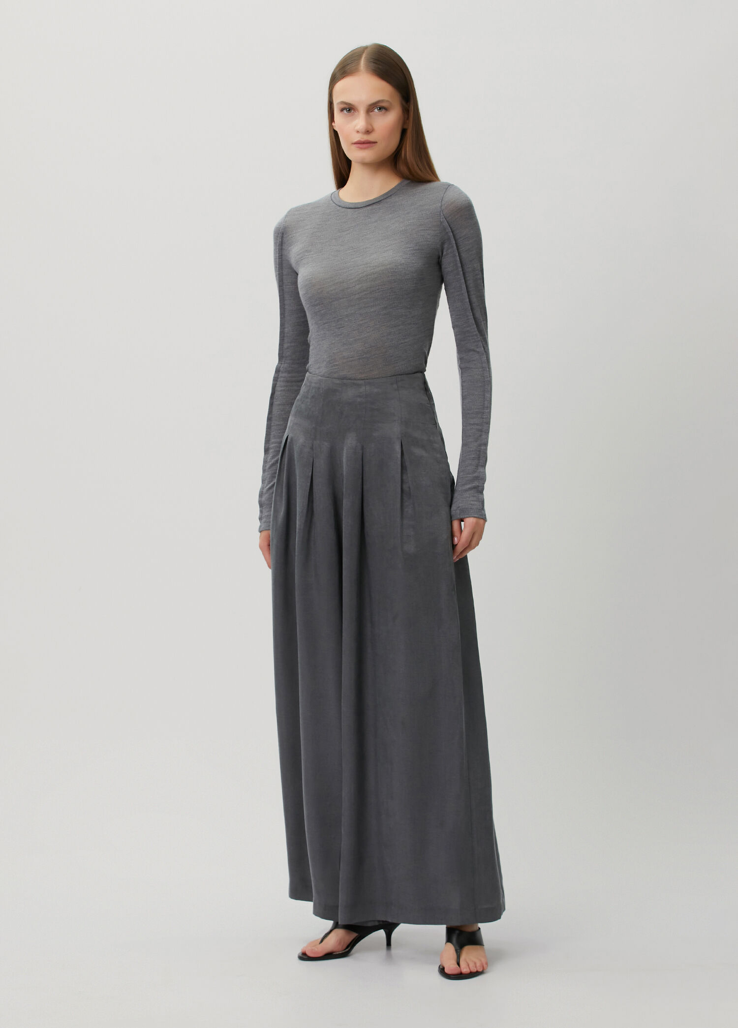 Marrlo Koyu Gri Wide Leg Pantolon