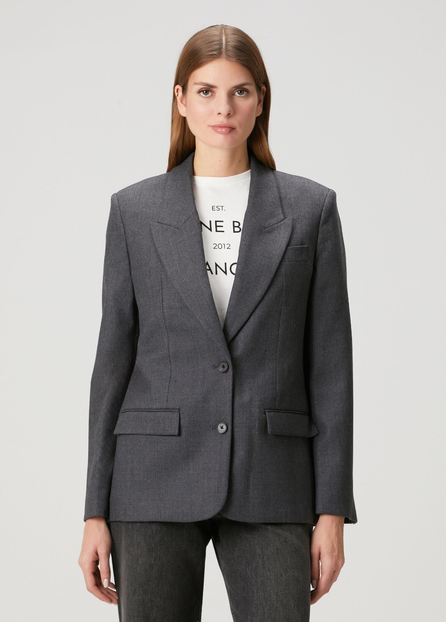 Koyu Gri Yün Blazer