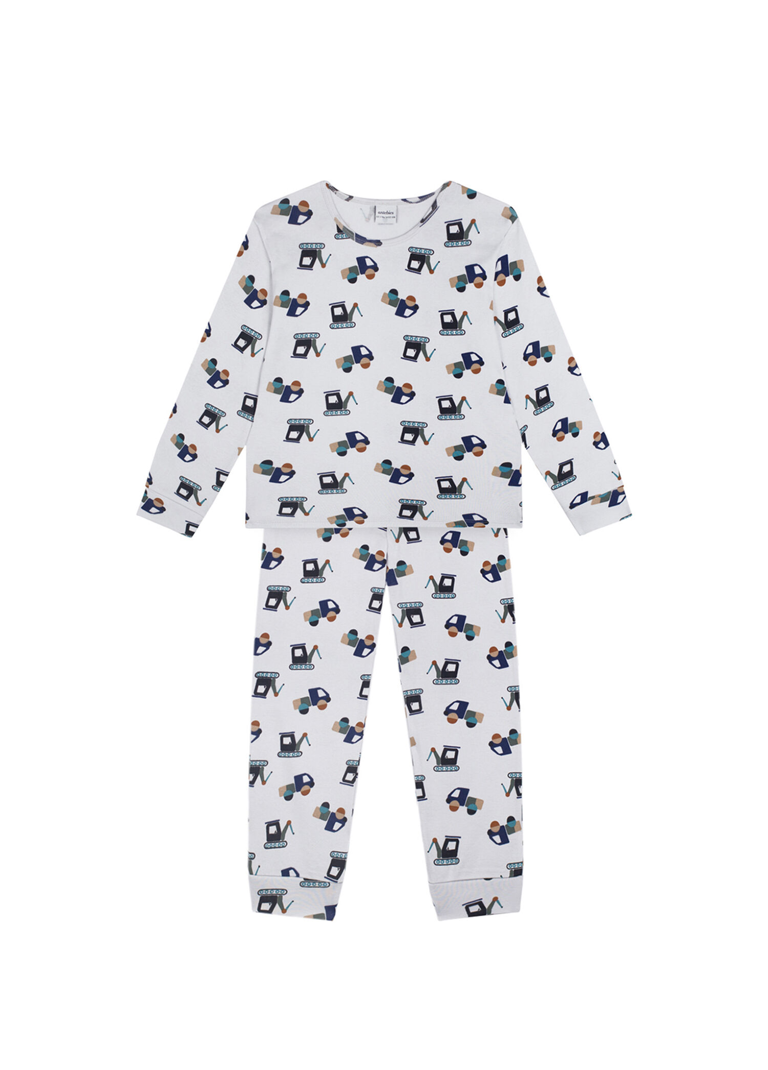 İnşaat Ekibi Desenli Uzun Kollu Erkek Çocuk Pijama Takımı