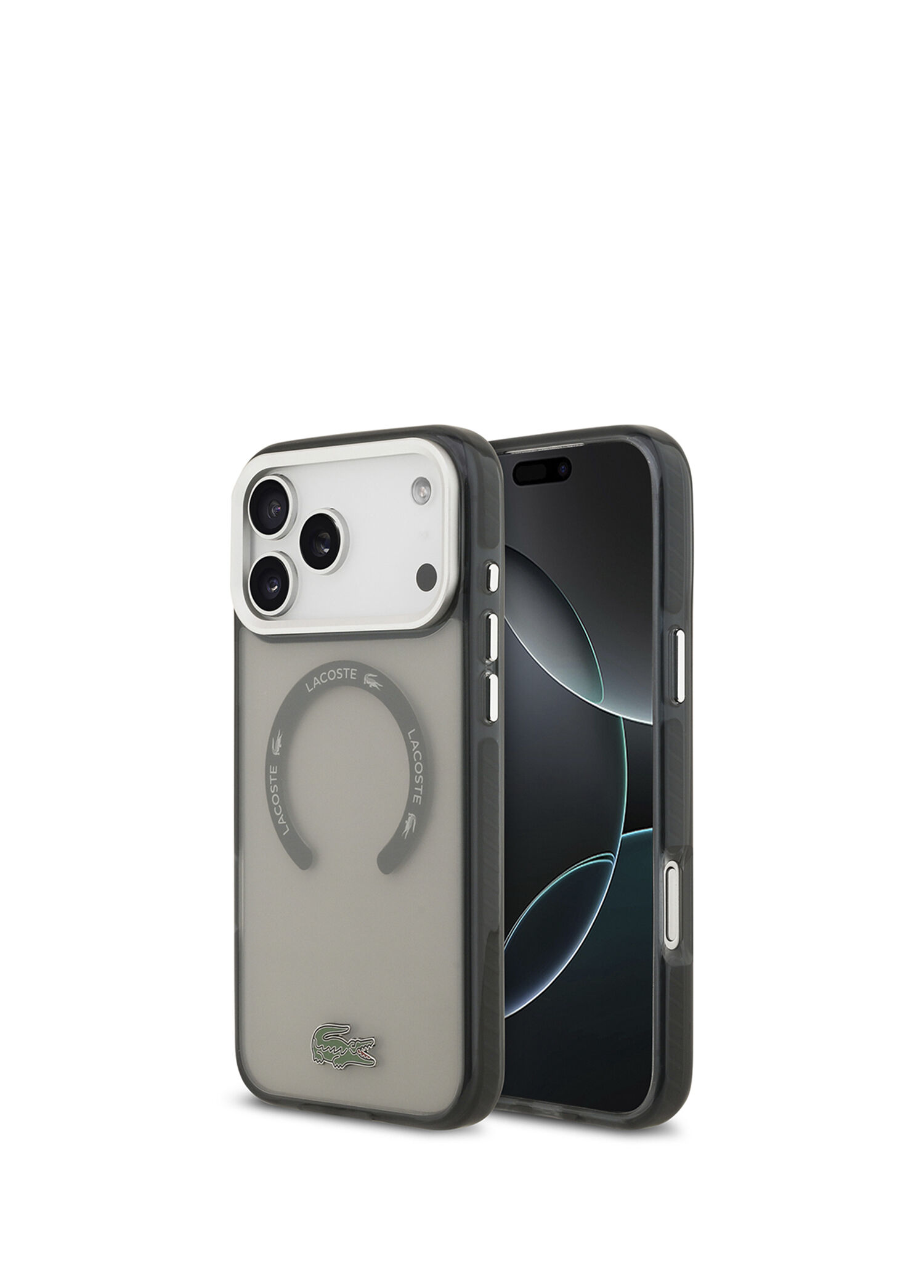iPhone 17 Pro Max İkonik Timsah Logolu Buzlu Gri  Magsafe Uyumlu Telefon Kılıfı