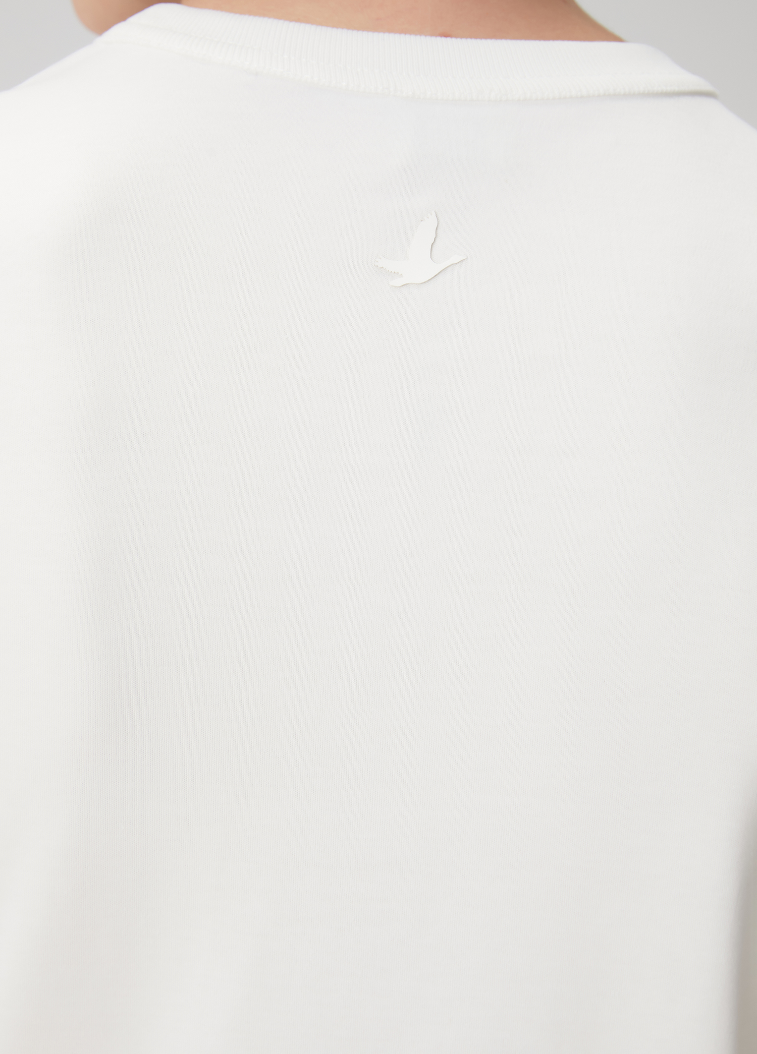 Kırık Beyaz Bisiklet Yaka Basic T-shirt_5