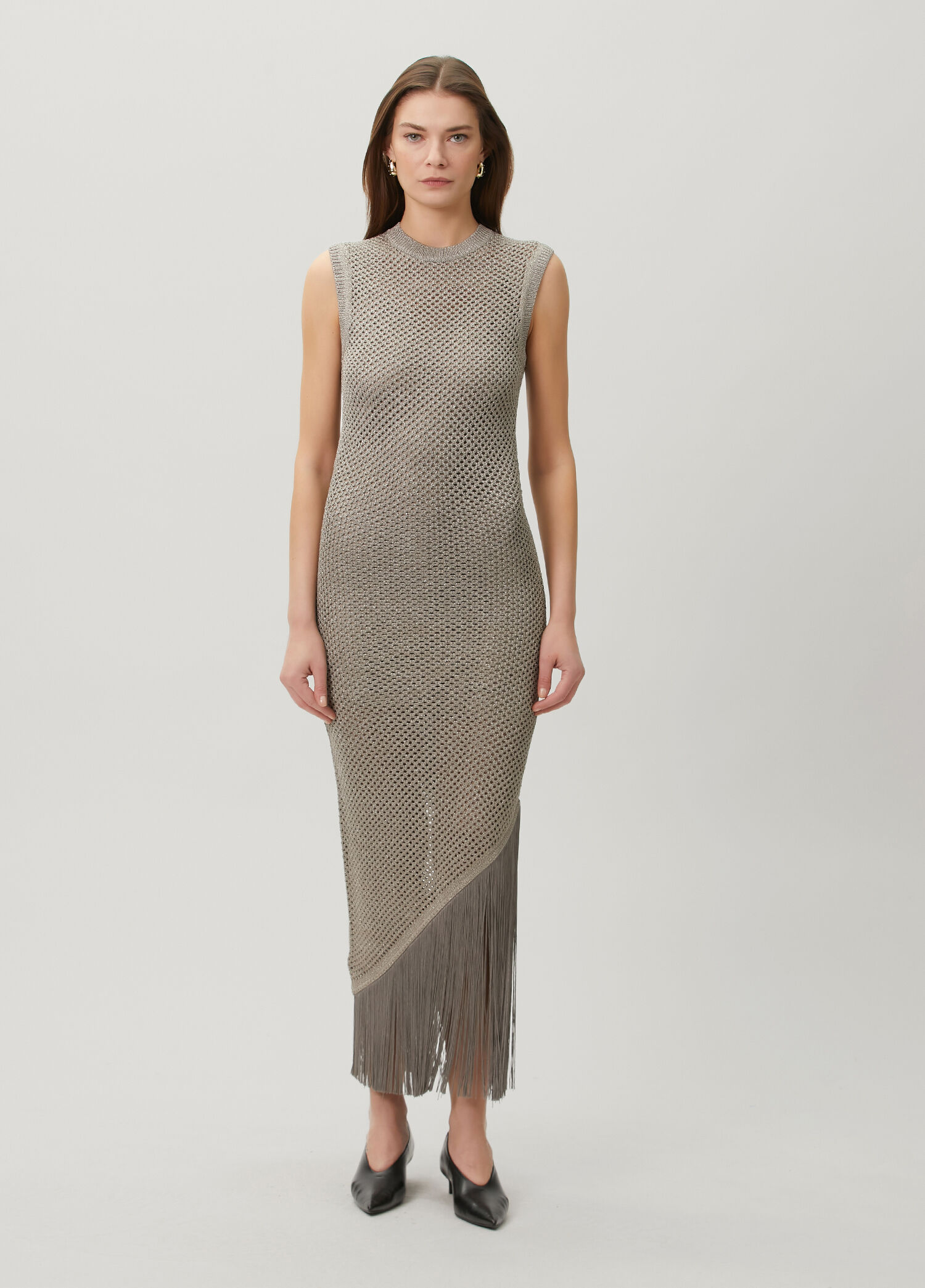 Jessie Vizon Slim Fit Örgü Midi Elbise