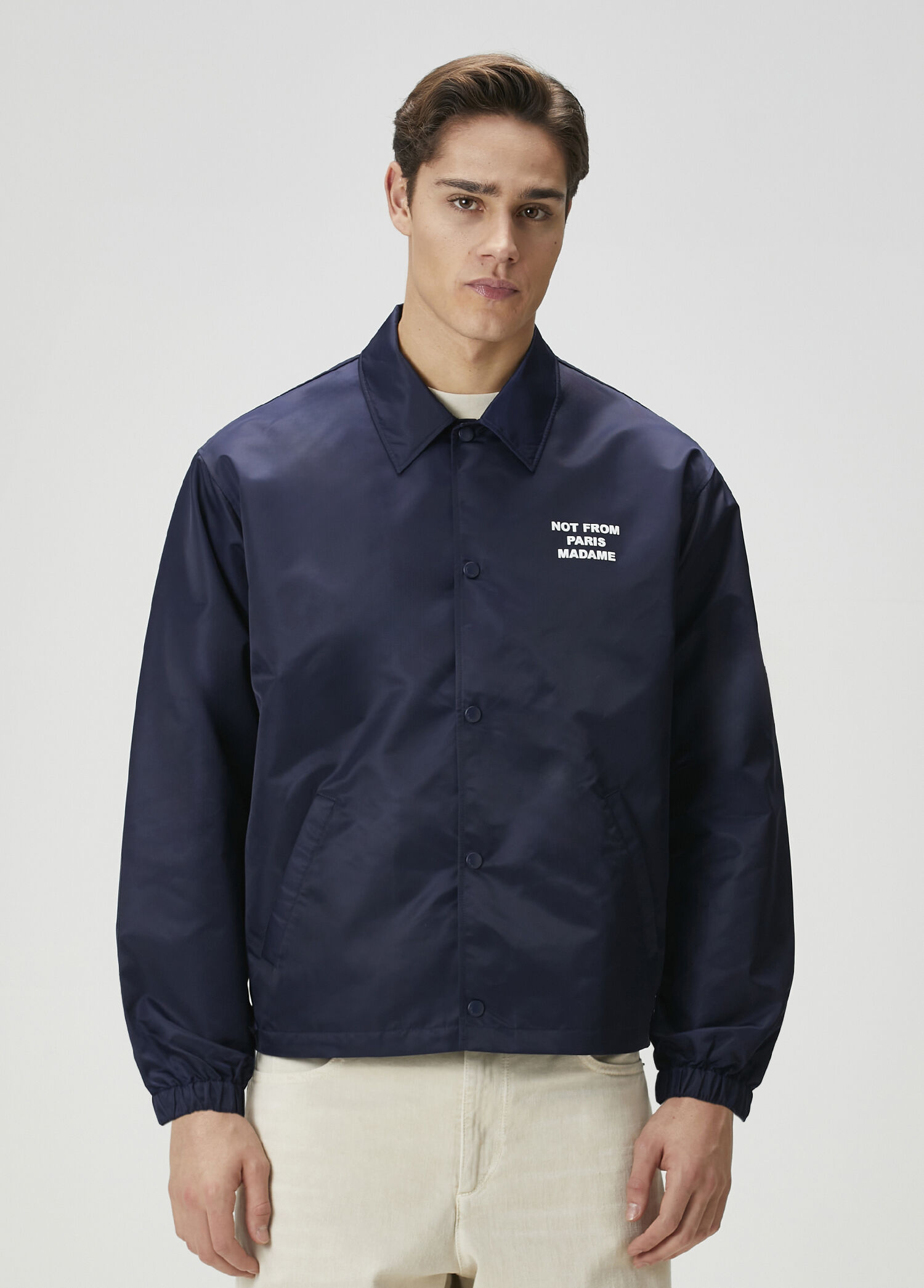 Navy Blue Logo Printed Coat