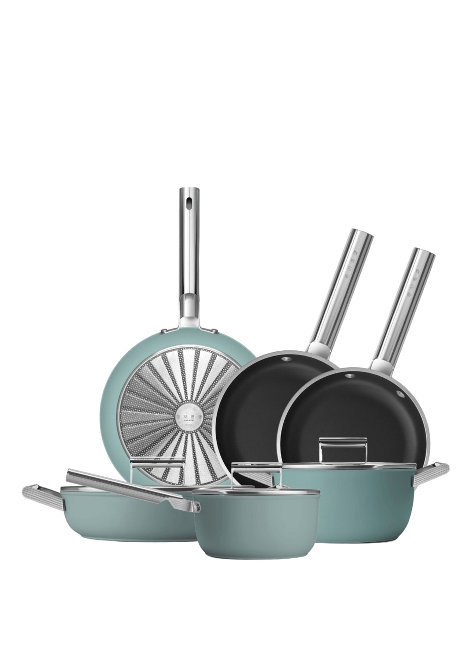 Smeg - Cookware 50's Style Emerald Green Grande 6'lı Set - EMERALD GREEN