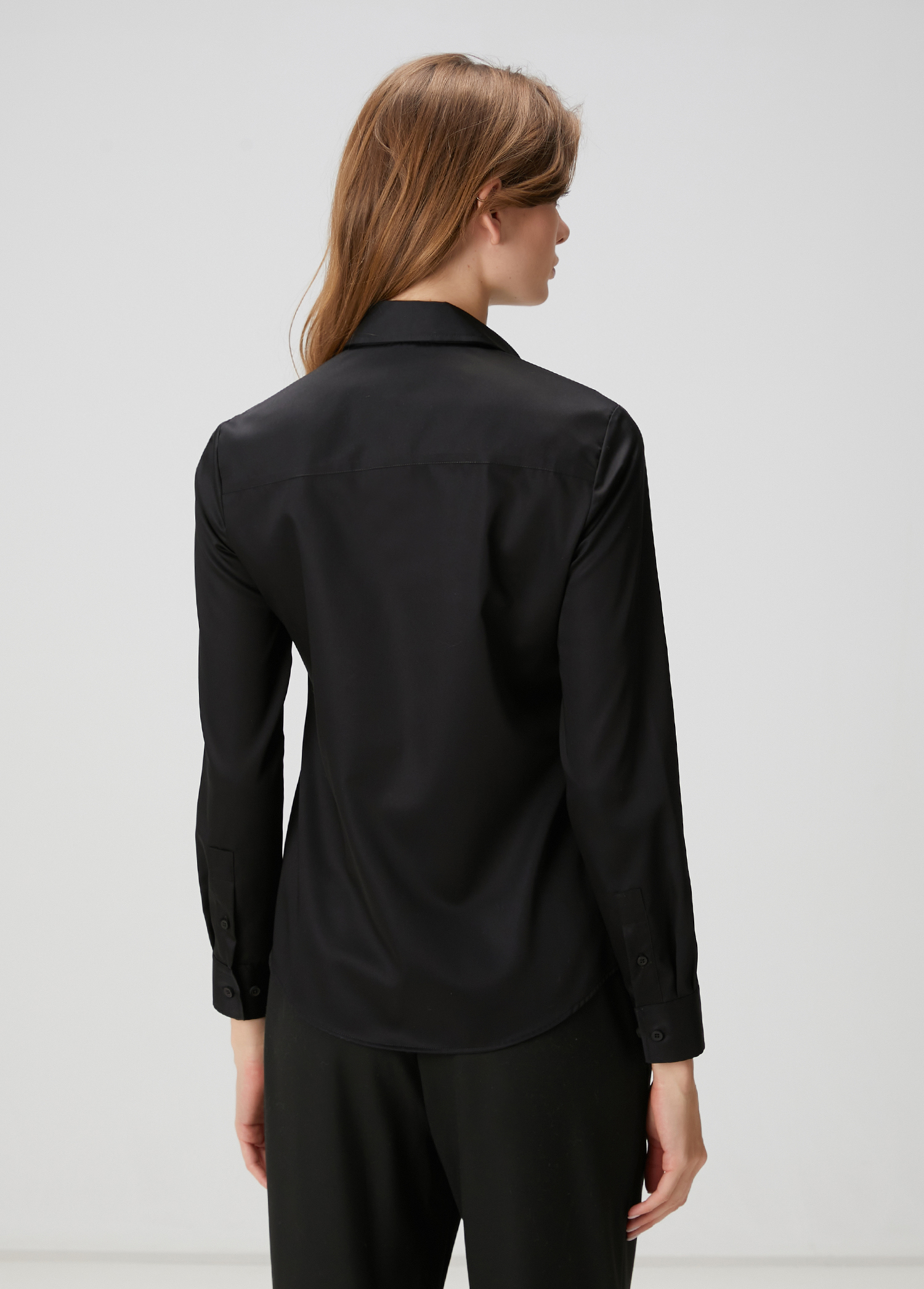 Slim Fit Non Iron Klasik Siyah Gömlek_4