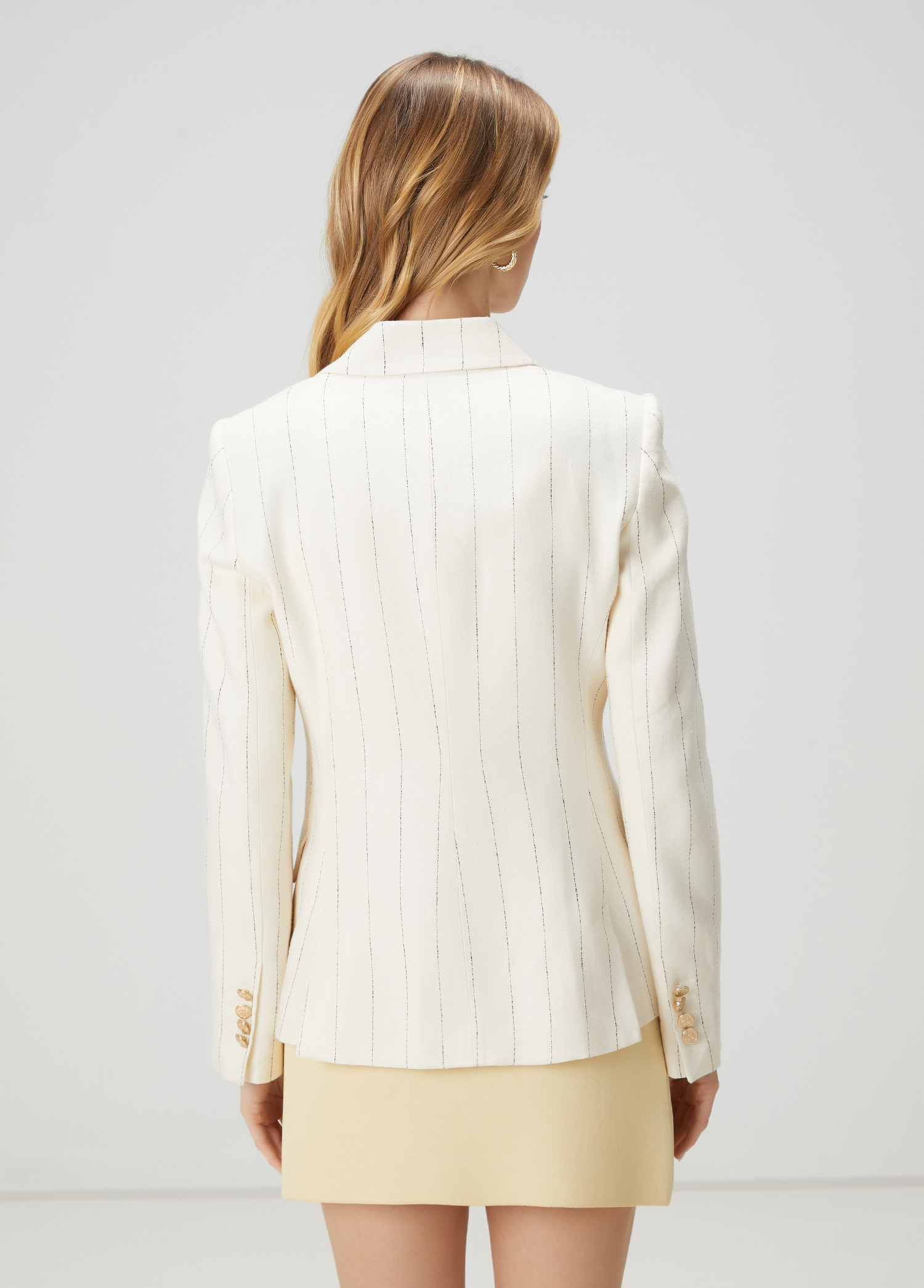 Ekru Çizgili Kruvaze Blazer_4