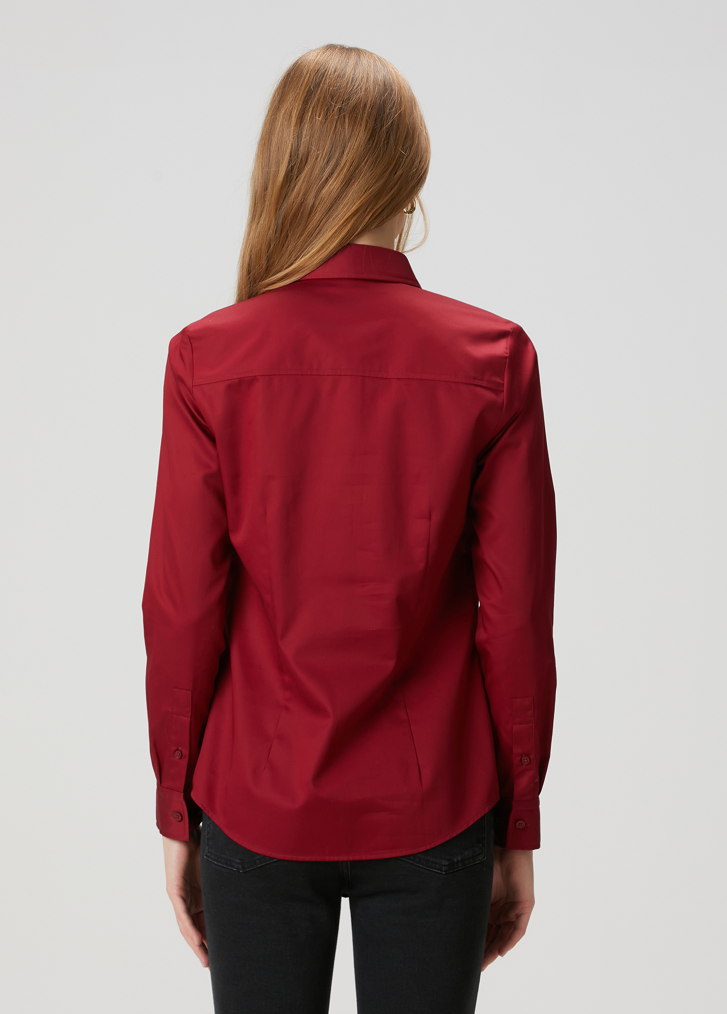 Bordo Slim Fit Gömlek_4
