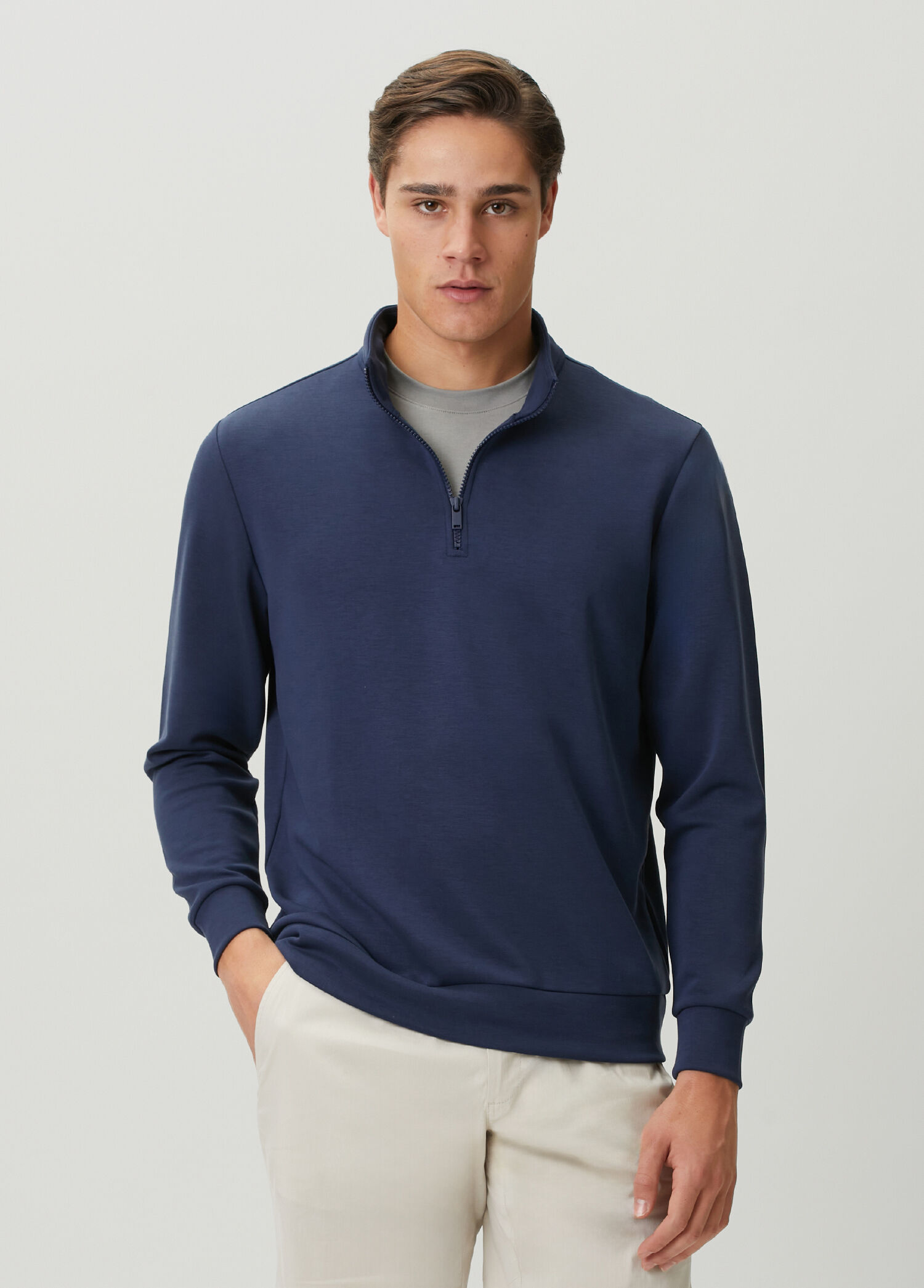 Regular Fit Rupin Yakası Fermuarlı Sweatshirt