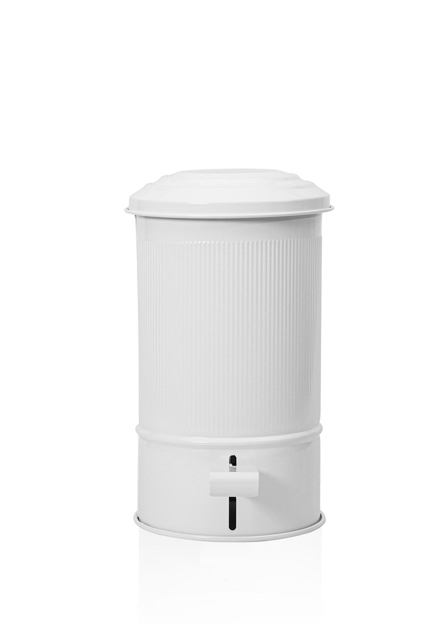 Stripe Beyaz Metal Pedallı Mutfak ve Banyo Çöp Kovası 5 Lt