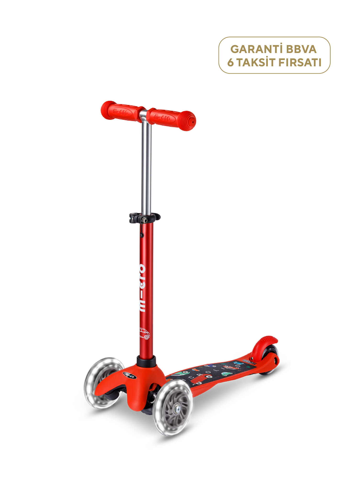 Mini Minilino LED Işıklı Ayarlanabilir Gidonlu 3 Tekerlekli 1-5 Yaş Çocuk Scooter