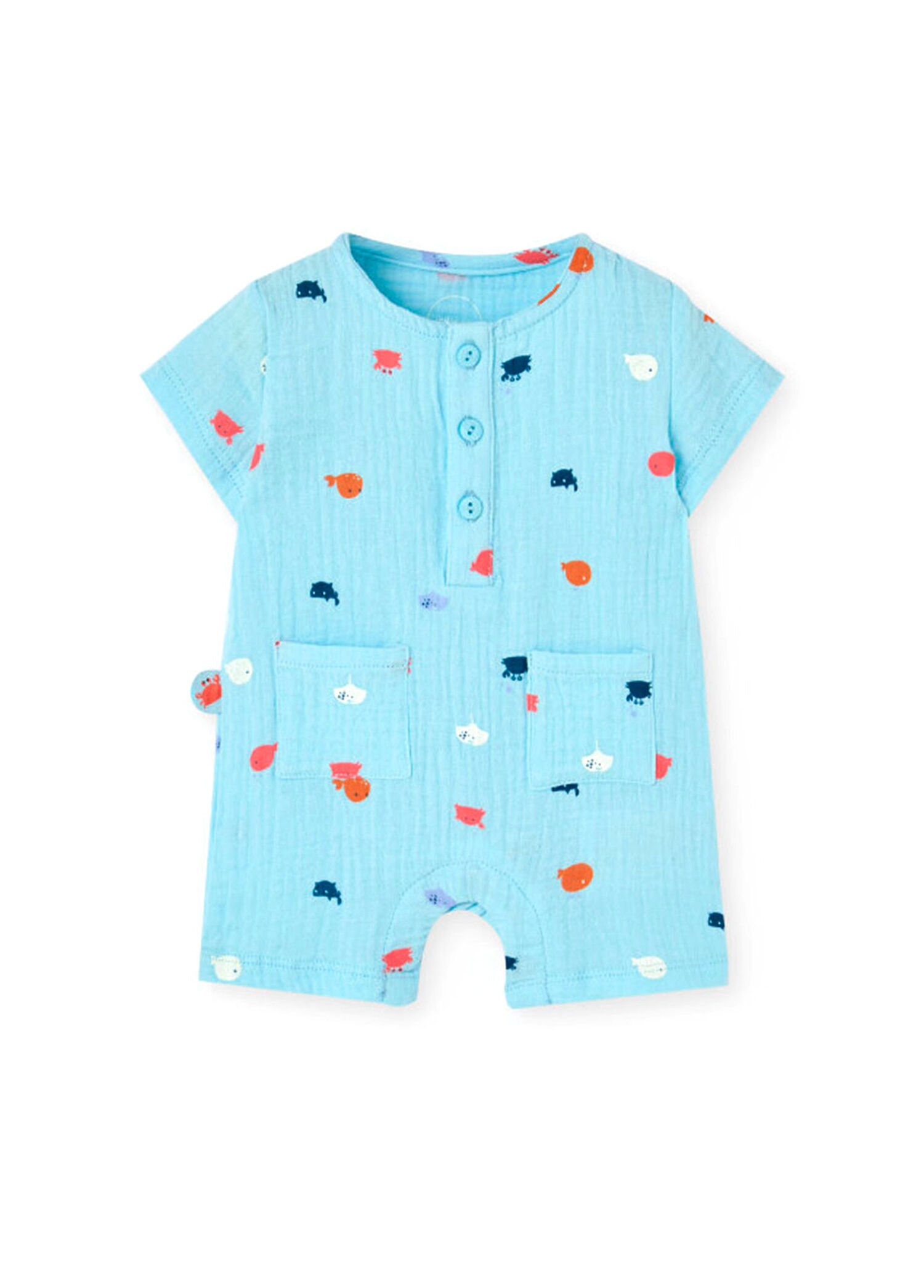 Newborn Coton Erkek Bebek Kısa Tulum