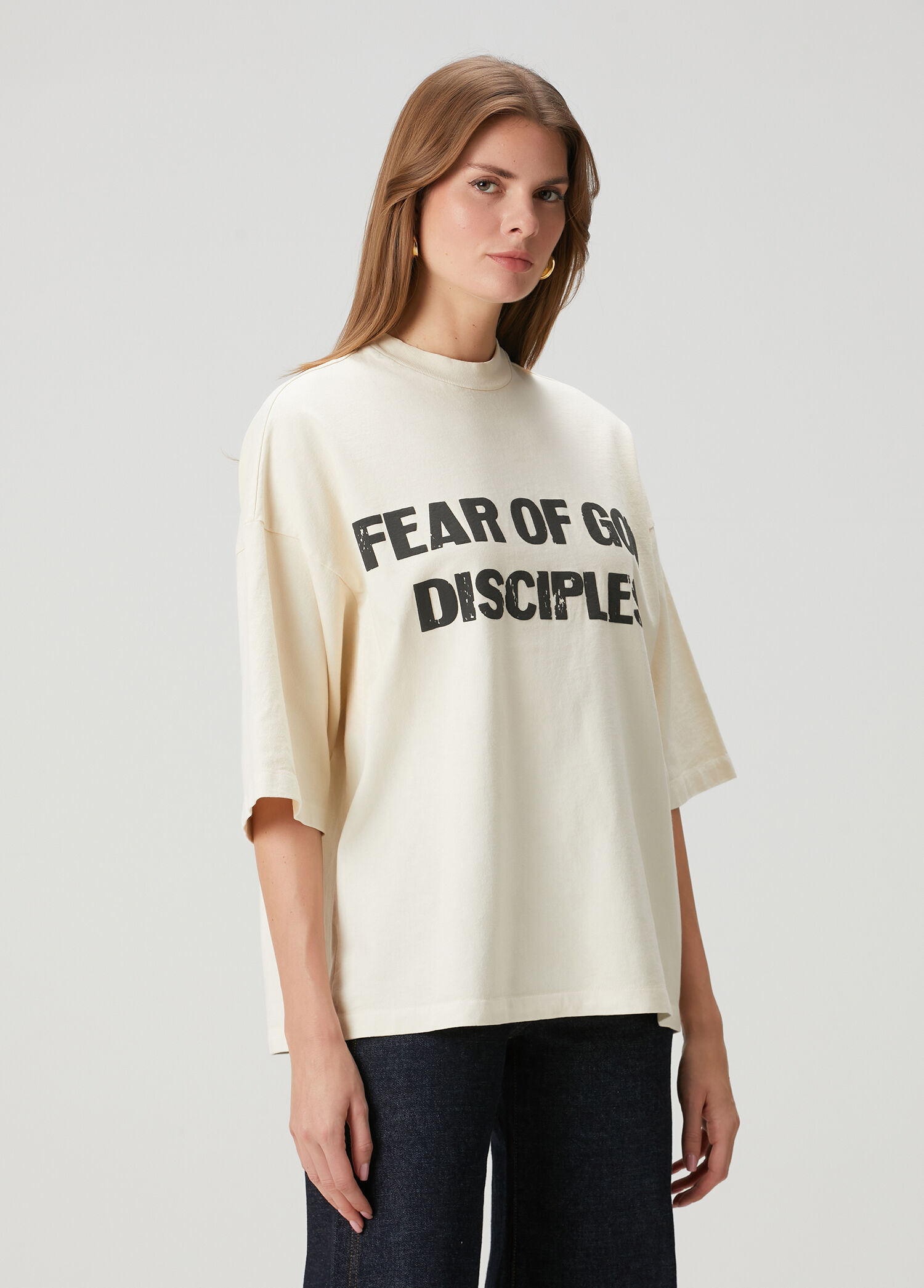 Açık Sarı Logo Baskılı T-shirt