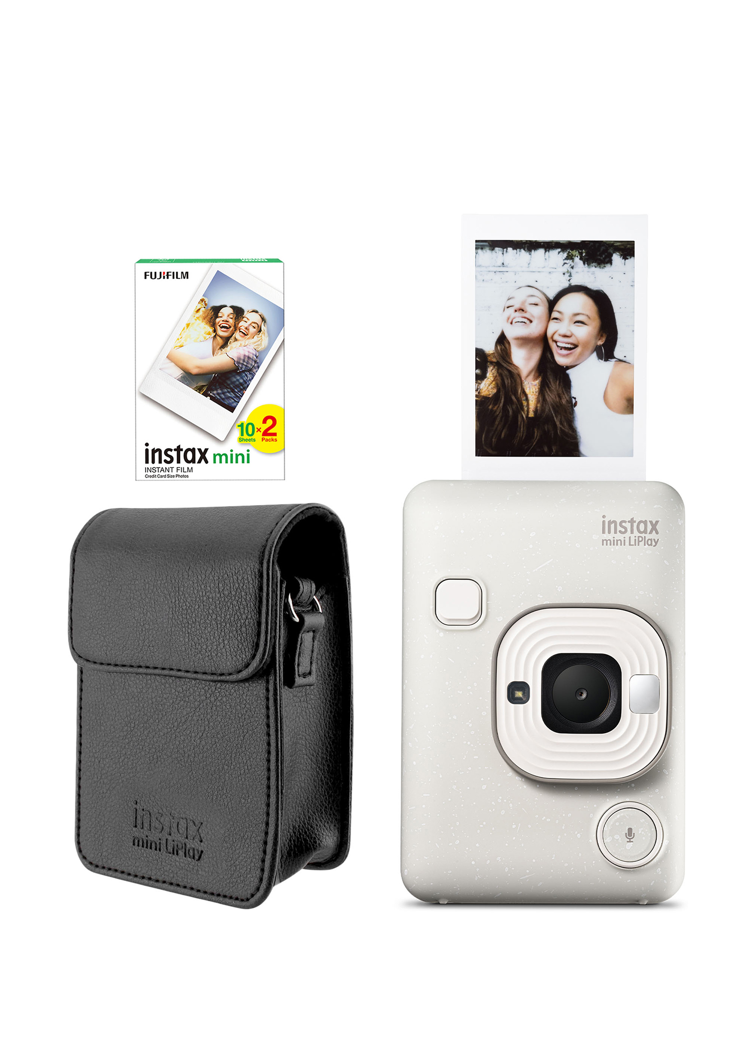 Instax Mini LiPlay Hybrid Misty White Fotoğraf Makinesi + 20'li Film ve Deri Kılıf Hediye Seti