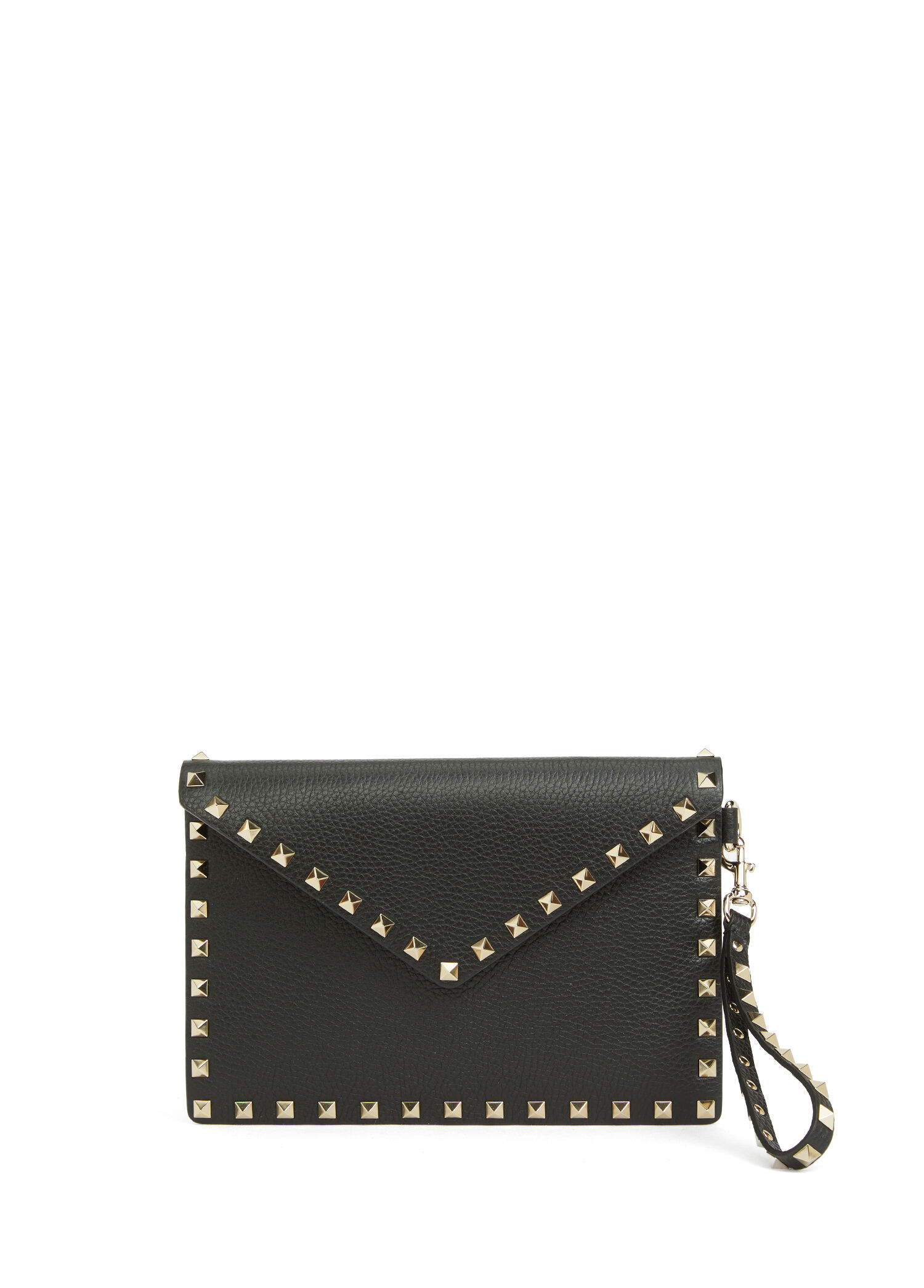 Rockstud Siyah Kadın Deri El Portföyü