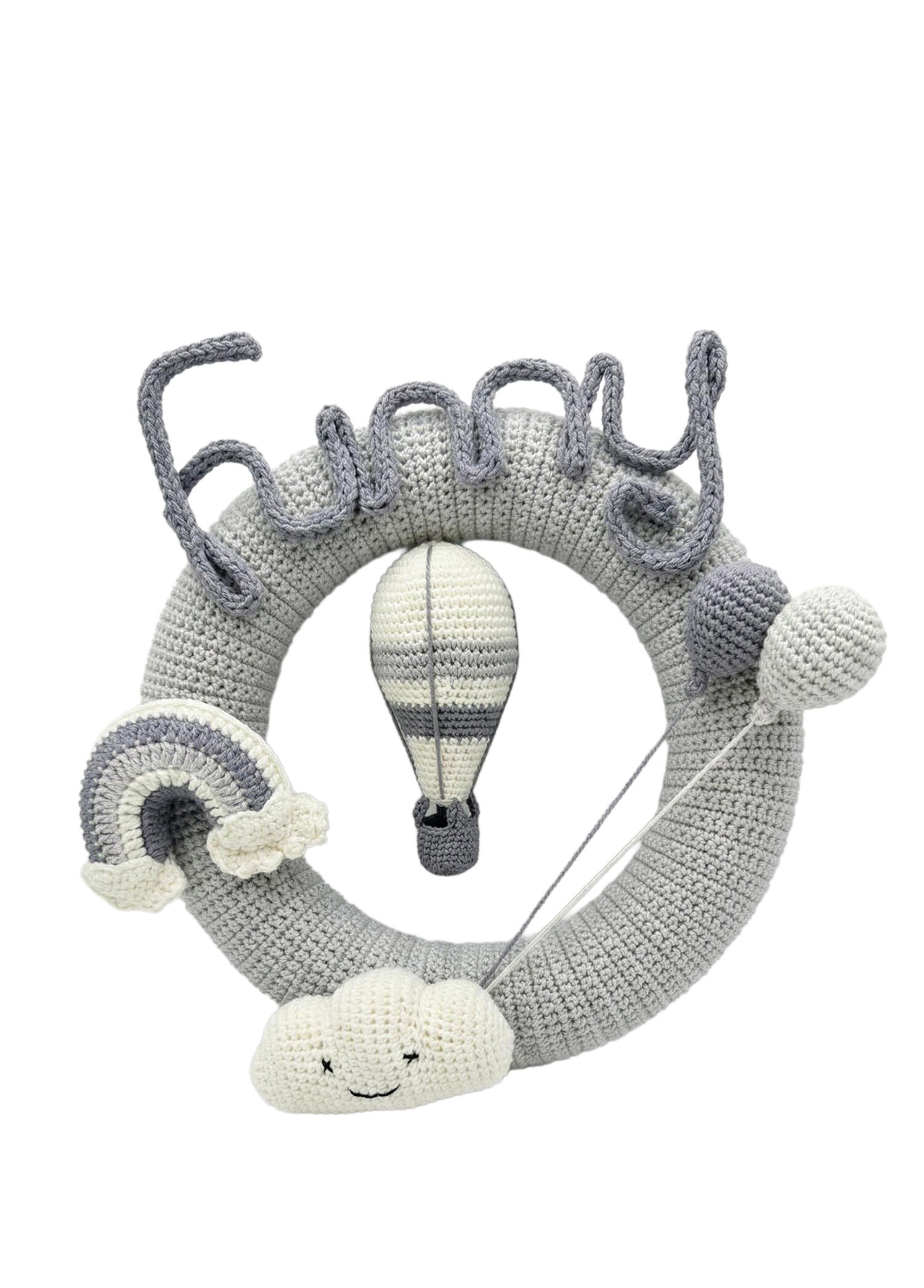 Cuddly Gri Amigurumis Balon Çocuk Odası Kapı ve Duvar Süsü