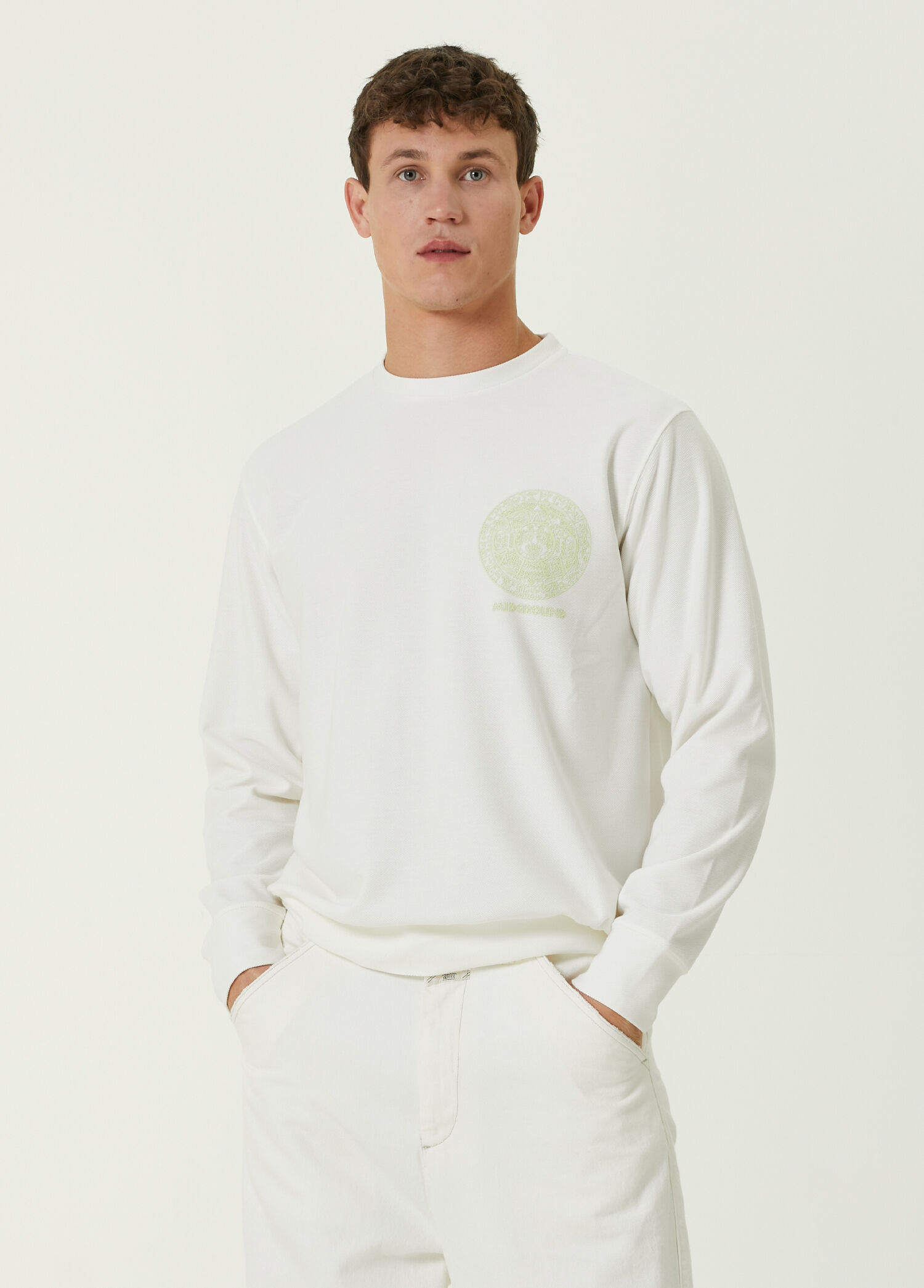 Yucatan Baskılı Ekru Erkek Sweatshirt