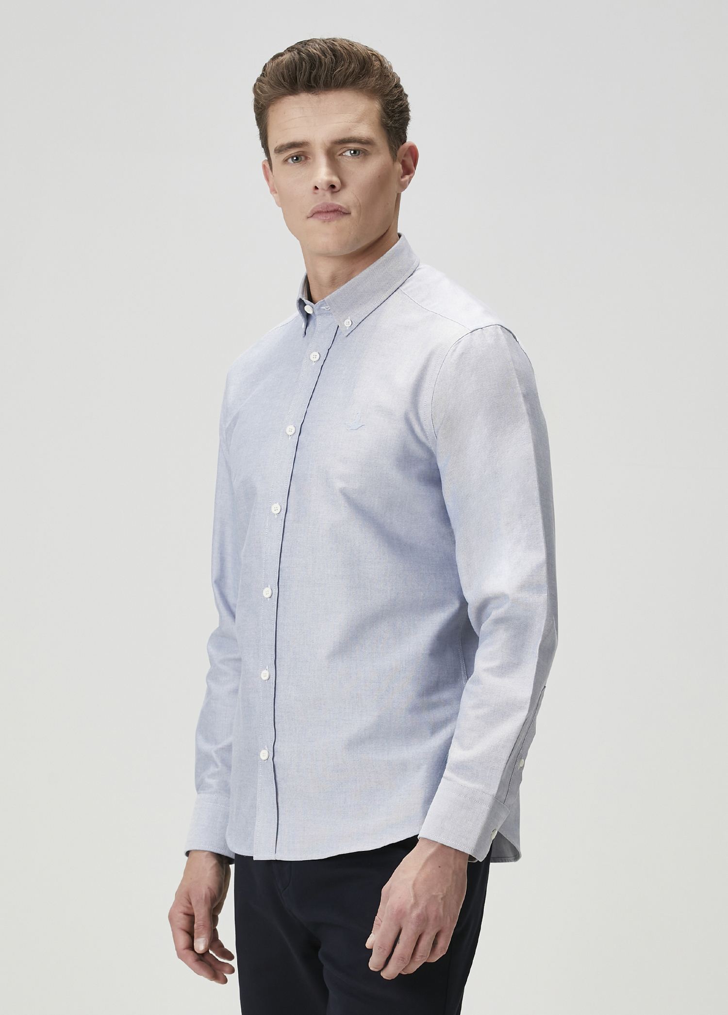 Comfort Fit Indigo Oxford Gömlek_4