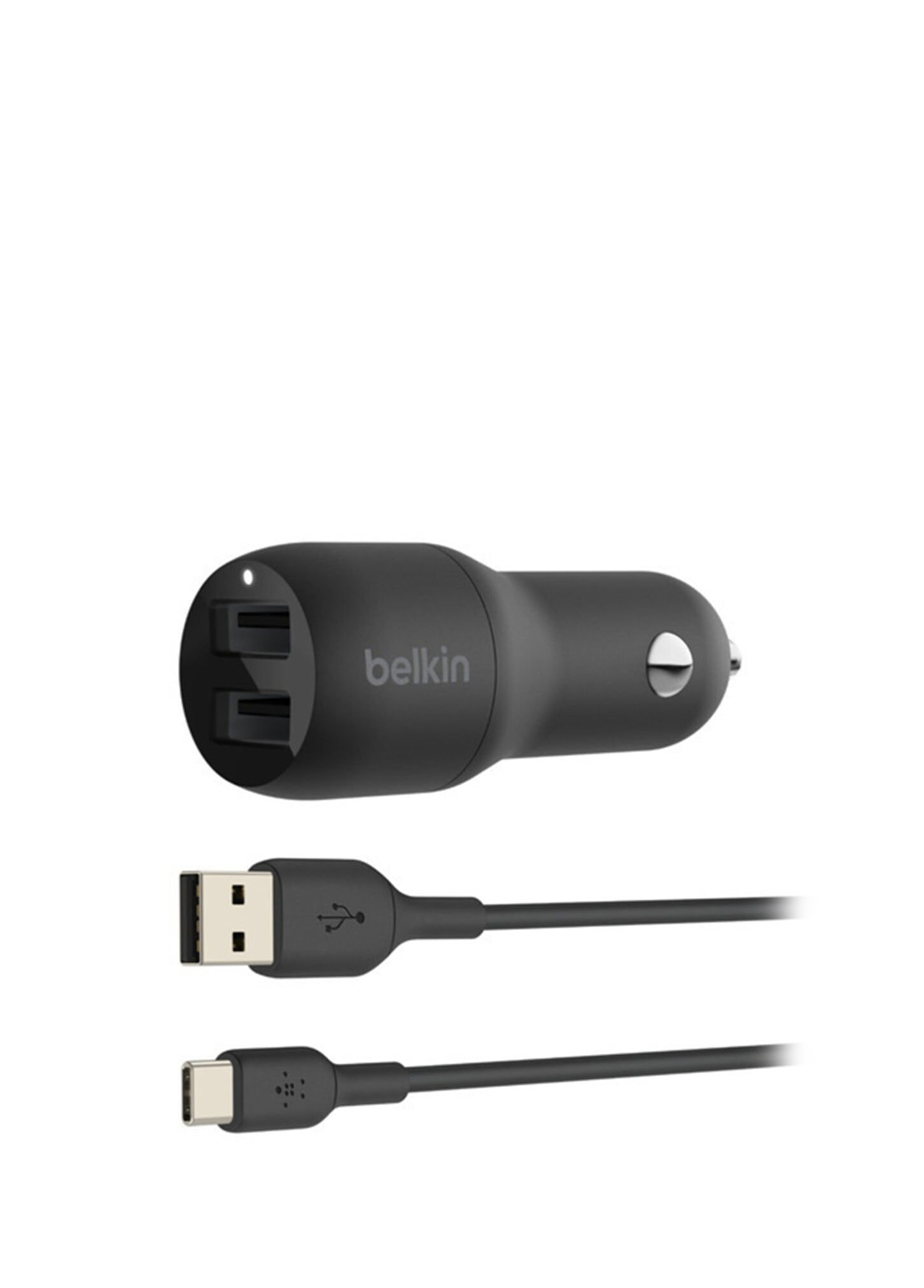 Çift USB Siyah 24W Hızlı Araç Şarj Cihazı + Type-C Kablo