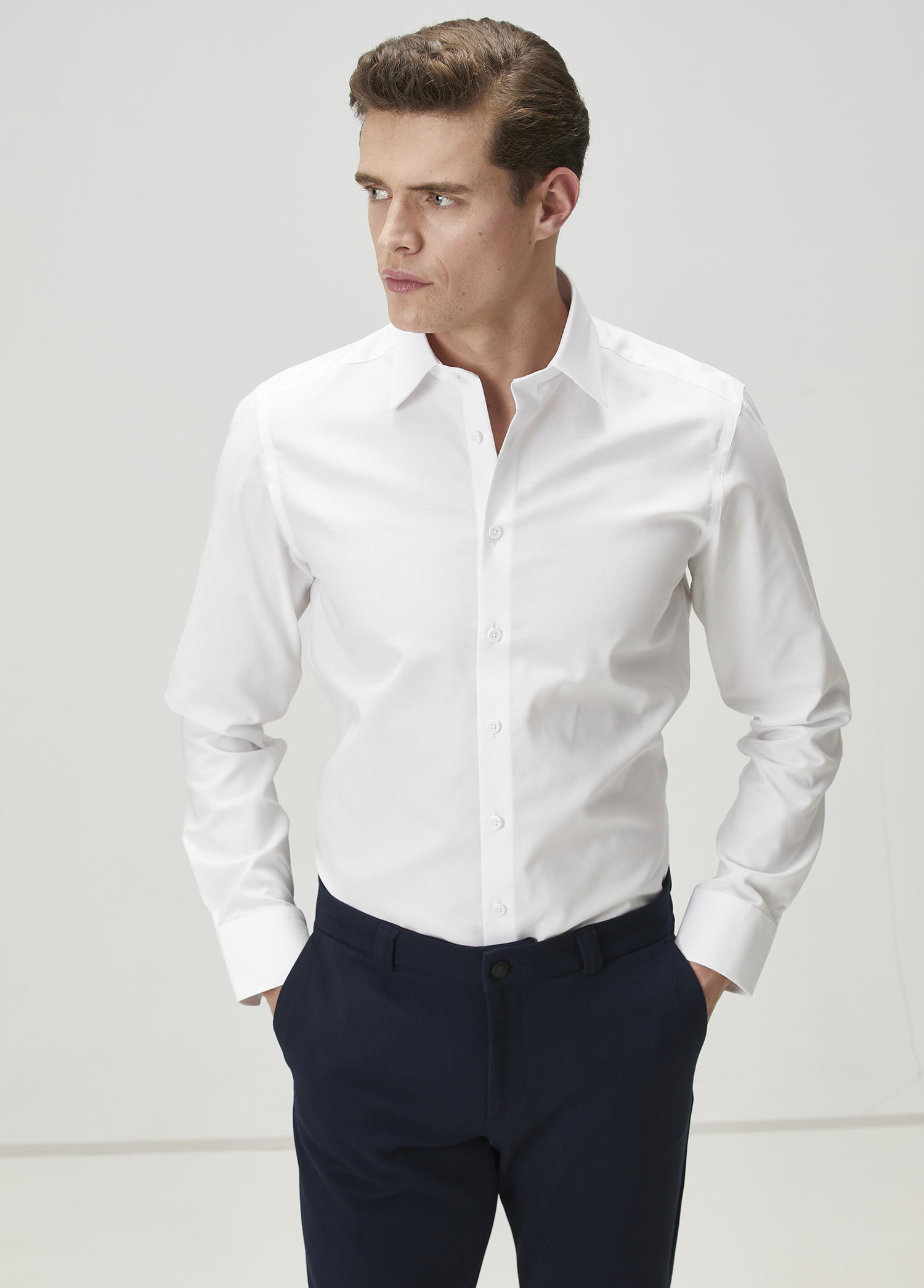Slim Fit Beyaz Non-iron Oxford Gömlek_1