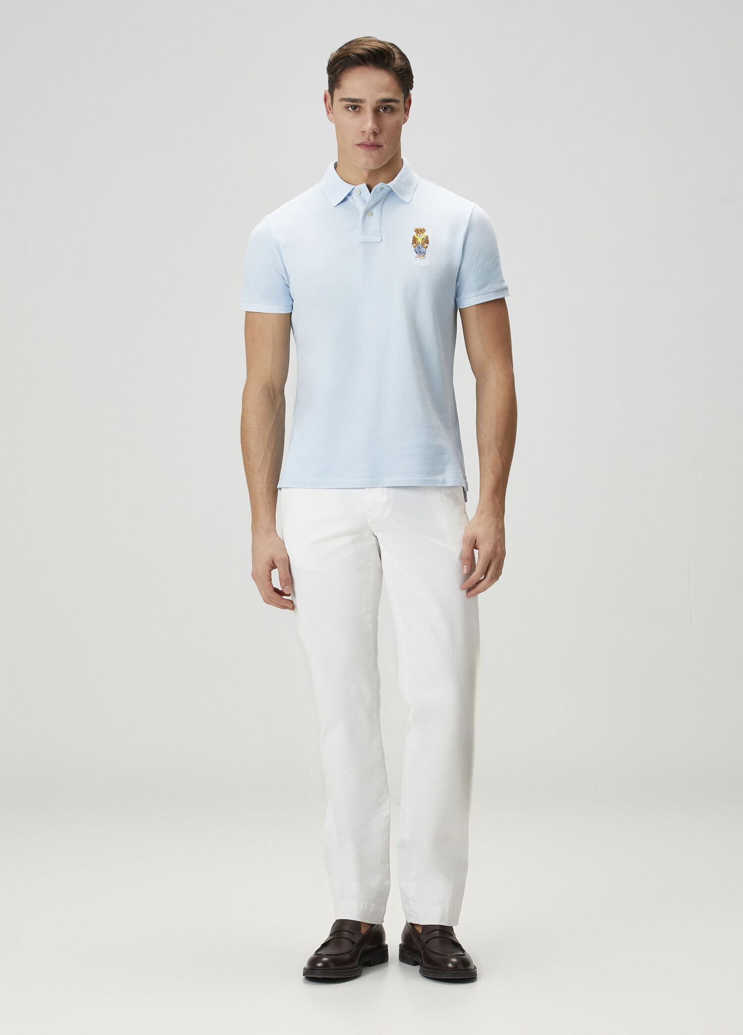 Polo Ralph Lauren Mavi Erkek Mavi Polo Yaka Logo Nakışlı T-shirt