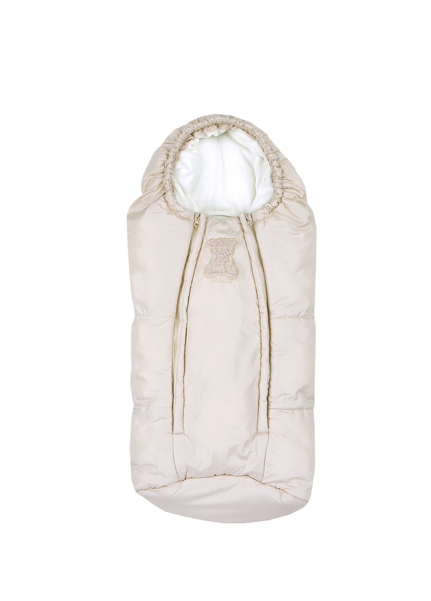 Krem Pamuklu Kapitone Unisex Bebek Uyku Tulumu