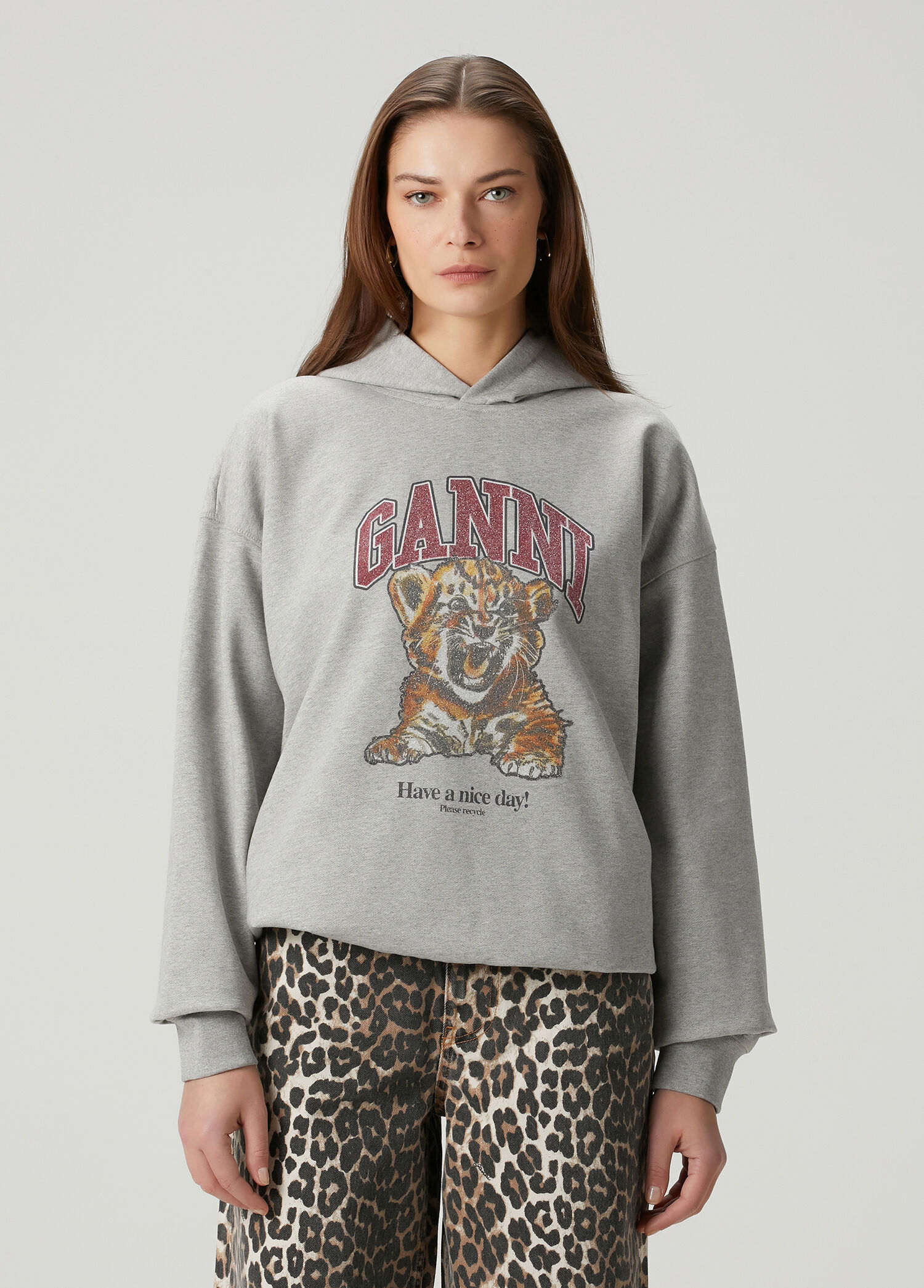 Tiger Gri Kapüşonlu Sweatshirt