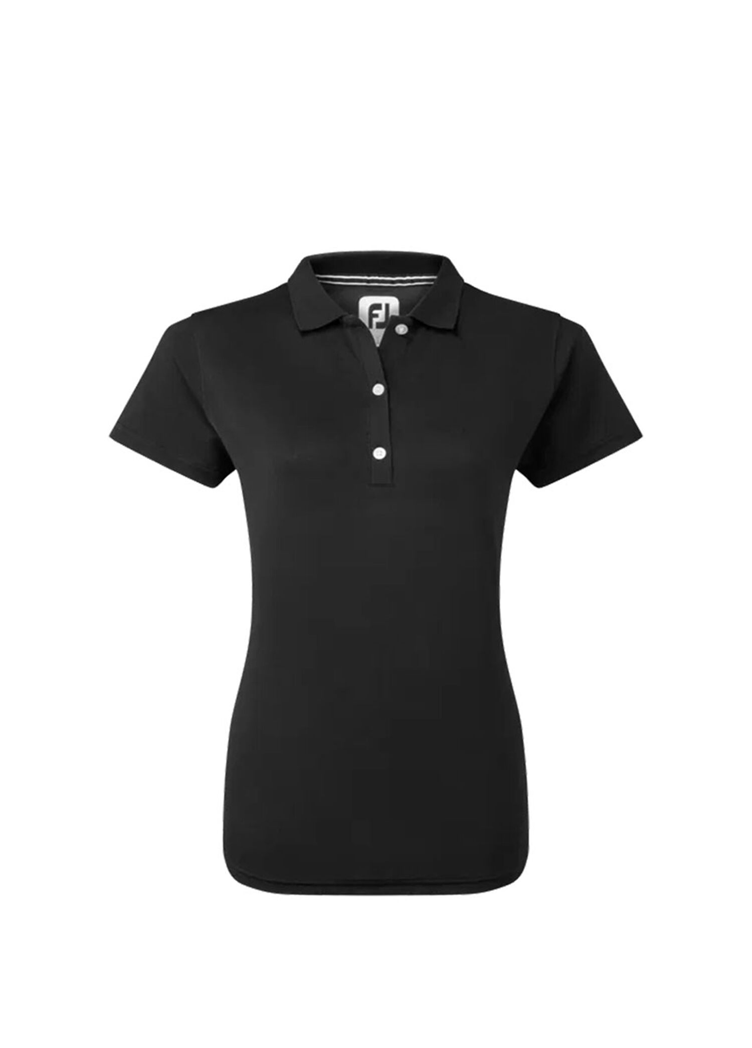 Stretch Pique Siyah Polo Yaka Kadın Golf T-Shirt