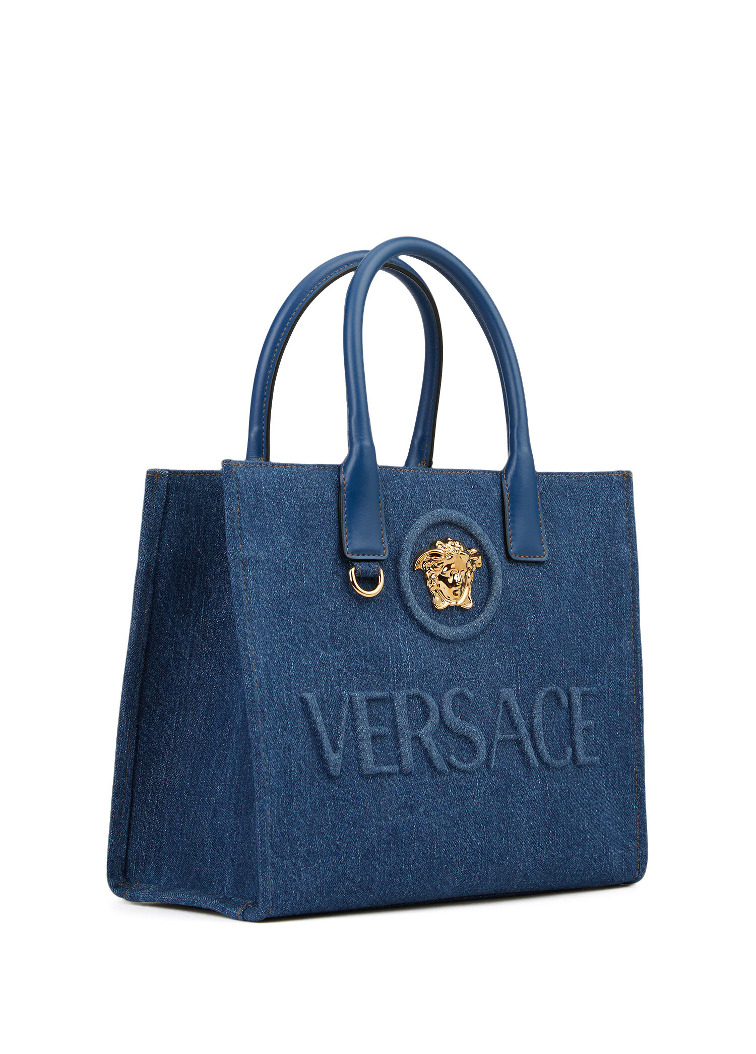 VERSACE ネイビーパーティーバッグ Versace - La Medusa Small Mavi Denim Kadın Çanta - Lacivert-Altin