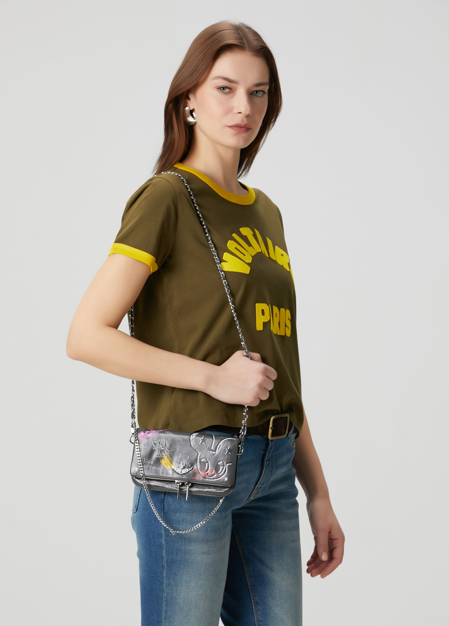 Zadig&Voltaire Gri Kadın Rock Nano Humberto Gri Kadın Deri Çapraz
