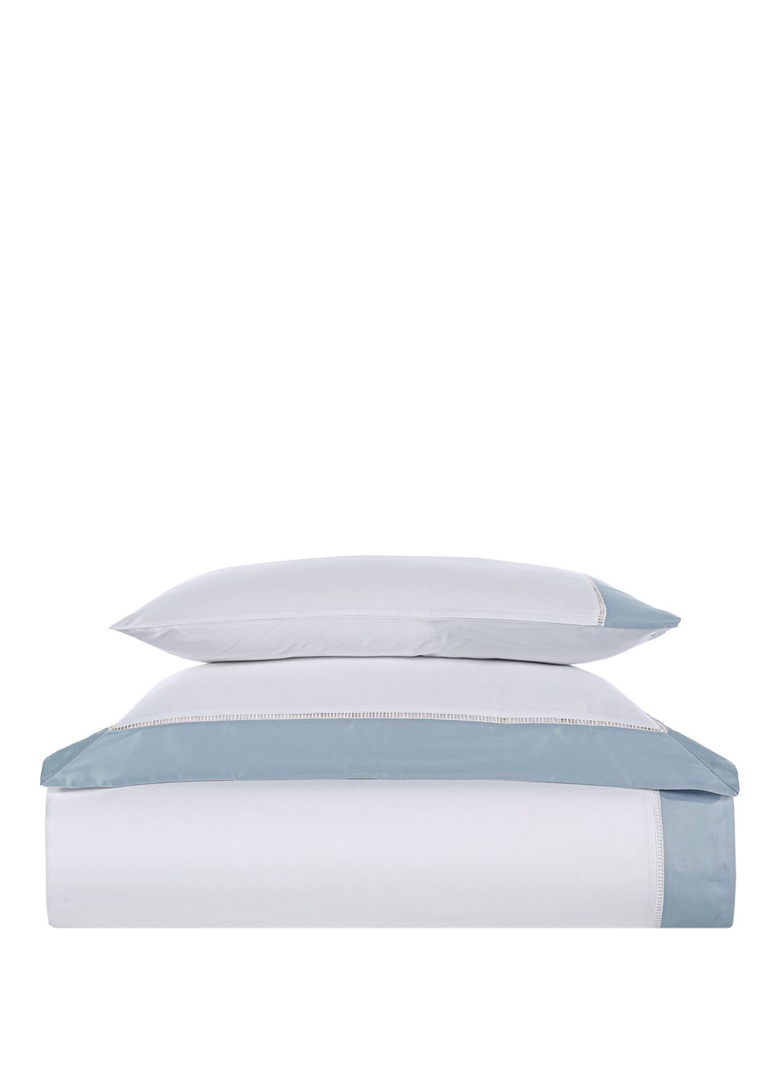 Qua Home - Loren Beyaz Mint 300 Tc Pamuk Saten Aksesuarlı Çift Kişilik Nevresim Takımı 200 x 220 cm - Mint
