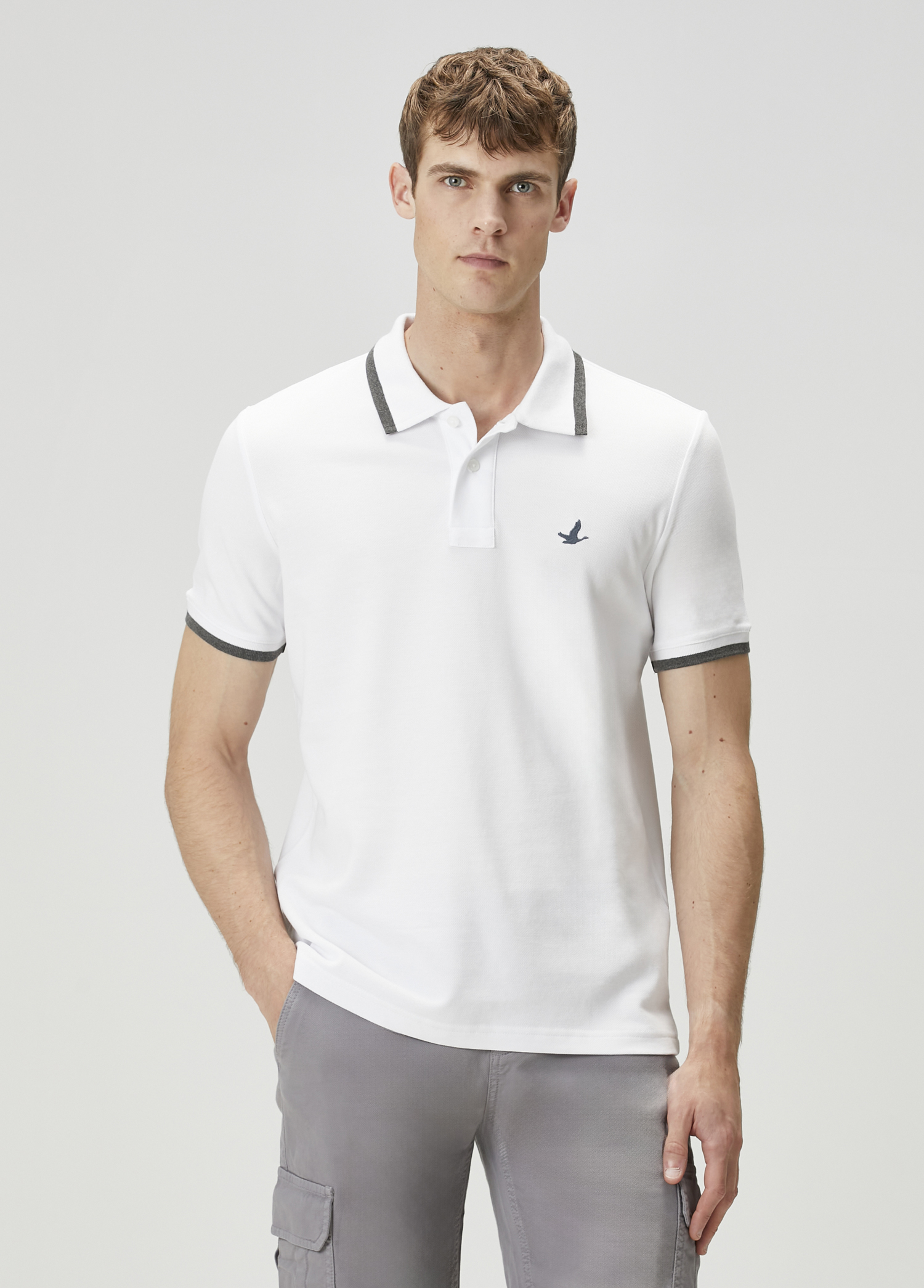 Antrasit Beyaz Polo Yaka T-shirt