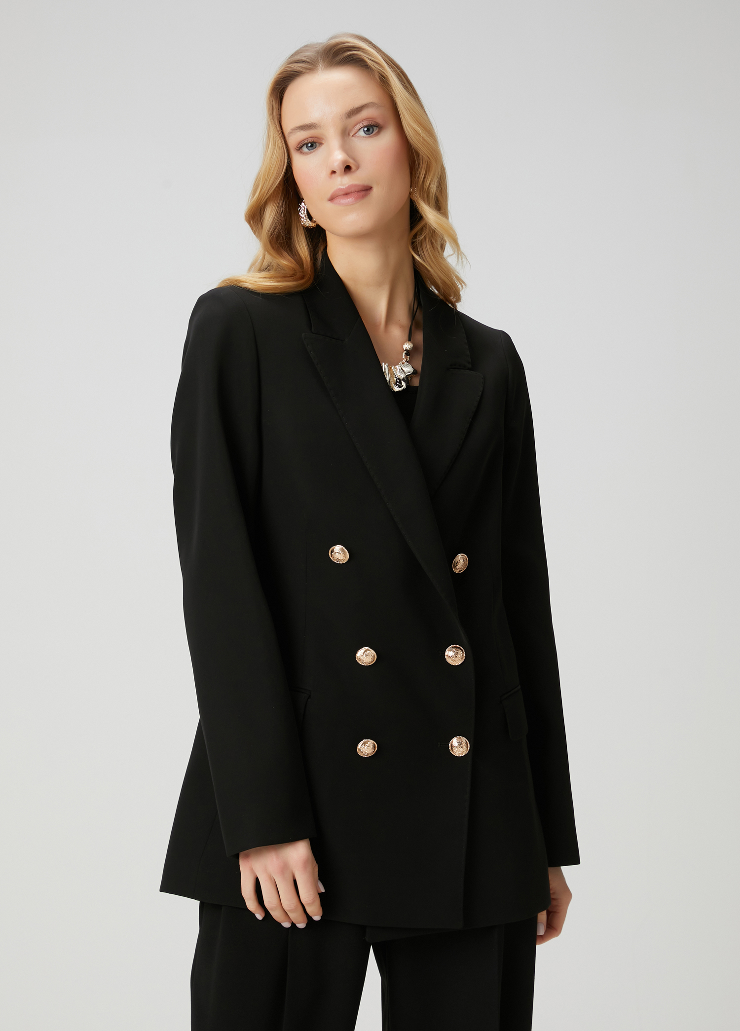 Siyah Kruvaze Blazer_4