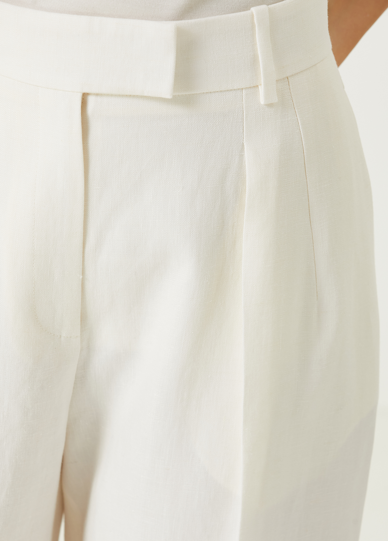The Row - Antone Off-White Wide Leg Linen Pants
