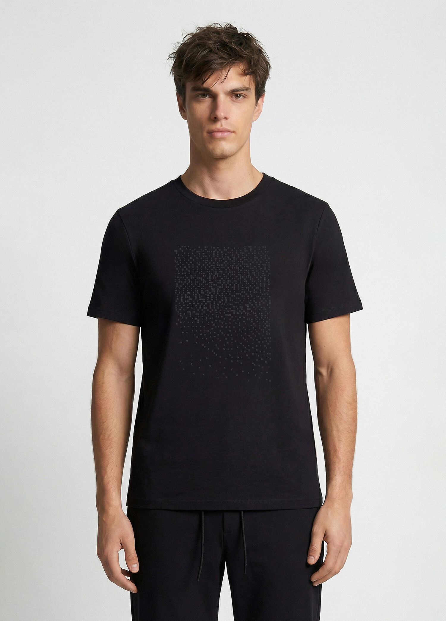 N-Tech Siyah Mini Harf Baskılı T-shirt