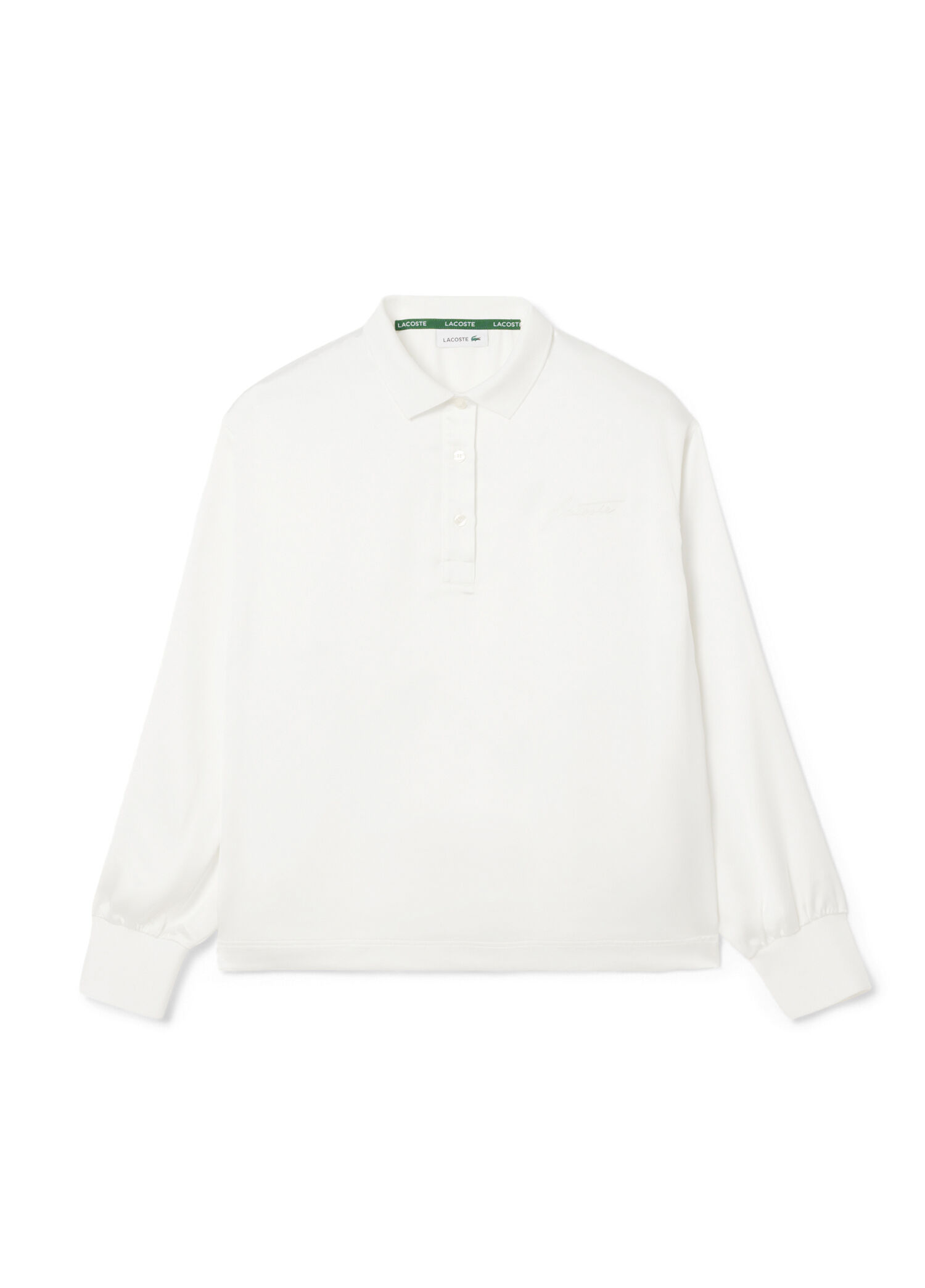 Beyaz Oversize Fit Polo Yaka Uzun Kollu Kadın Bluz