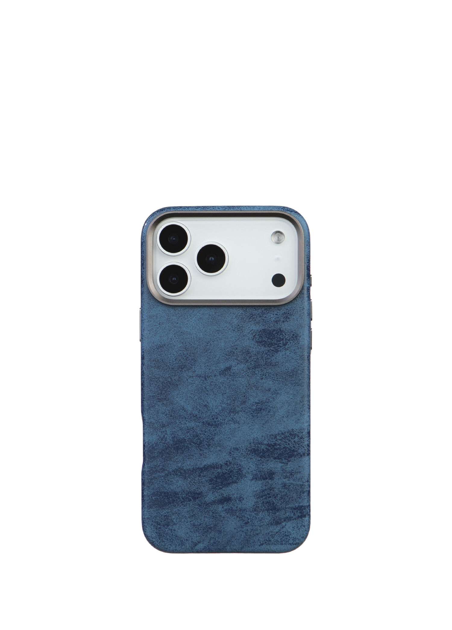 iPhone 17 Pro Mavi Premium Vintage Dokulu Darbe Emici Lüks Kamera Korumalı MagSafe Uyumlu Telefon Kılıfı
