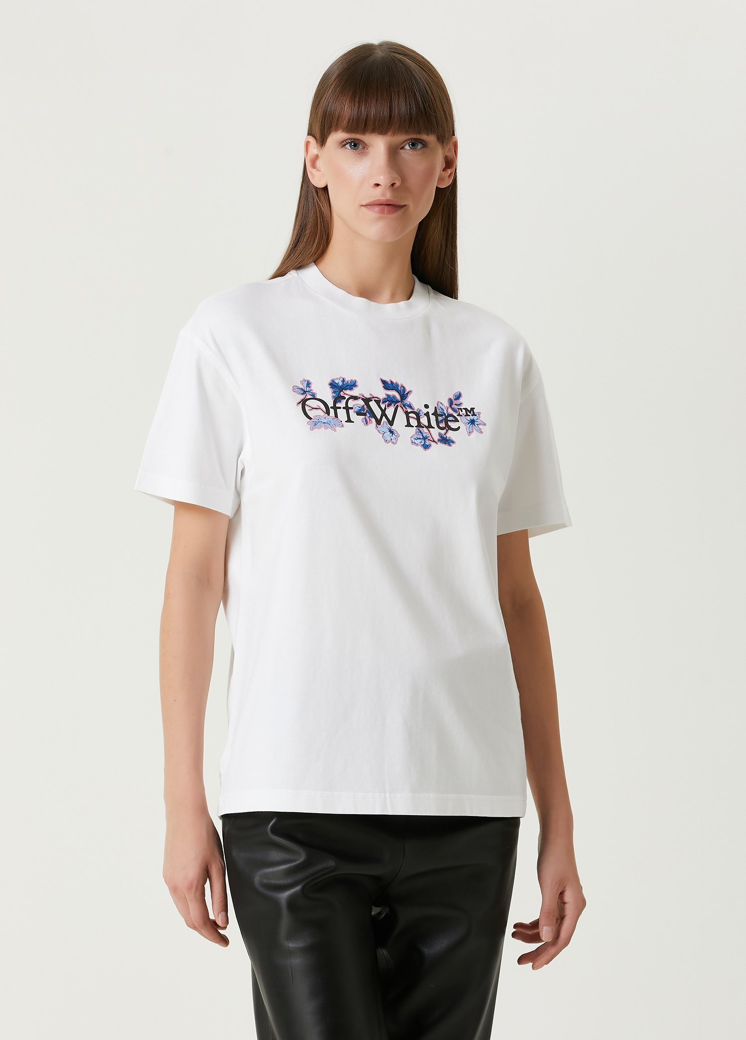 Off White White Logo Printed T Shirt